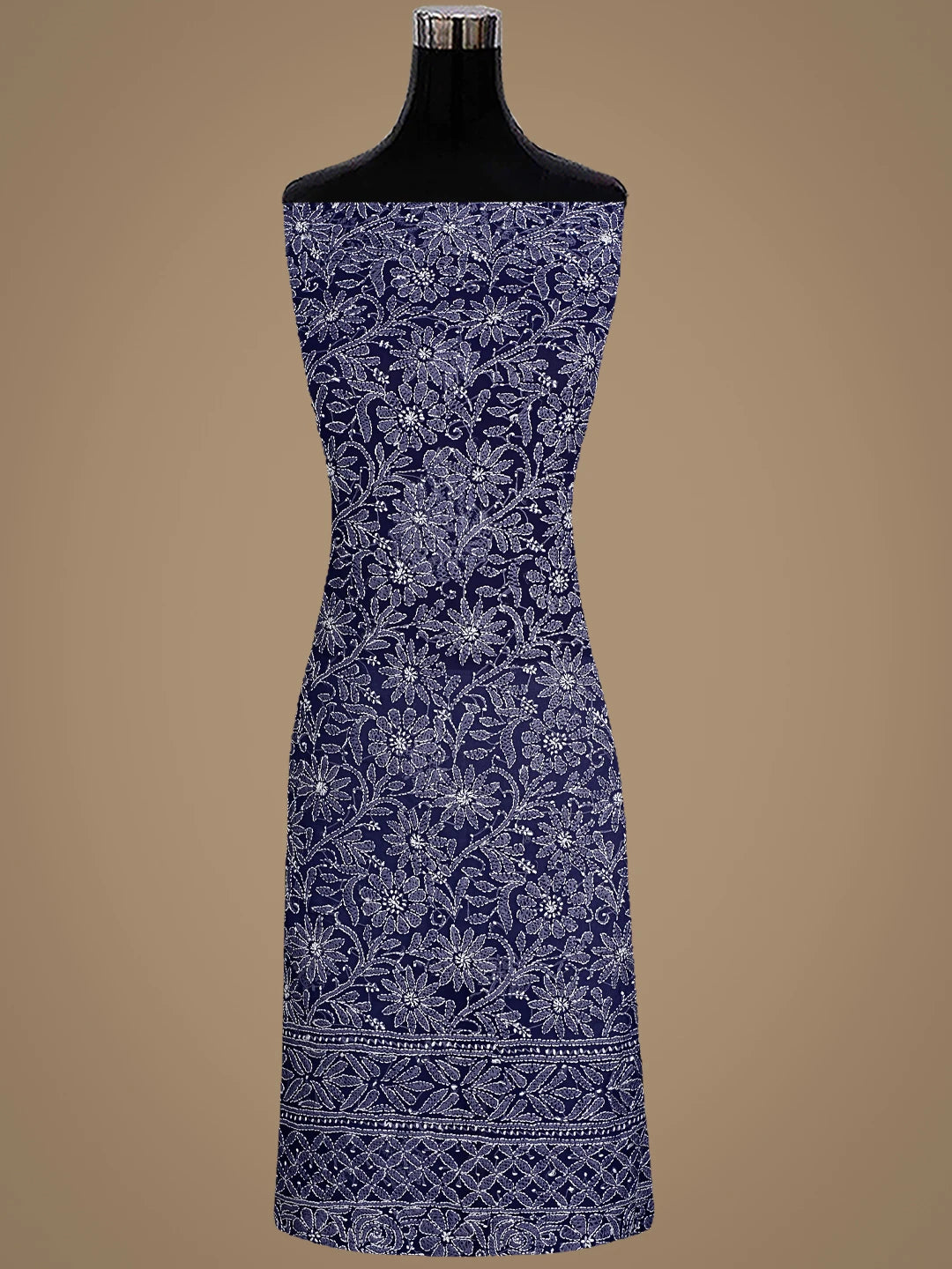 Ada Hand Embroidered Navy Blue  Georgette Lucknowi Chikankari Unstitched Suit Piece 01A878919