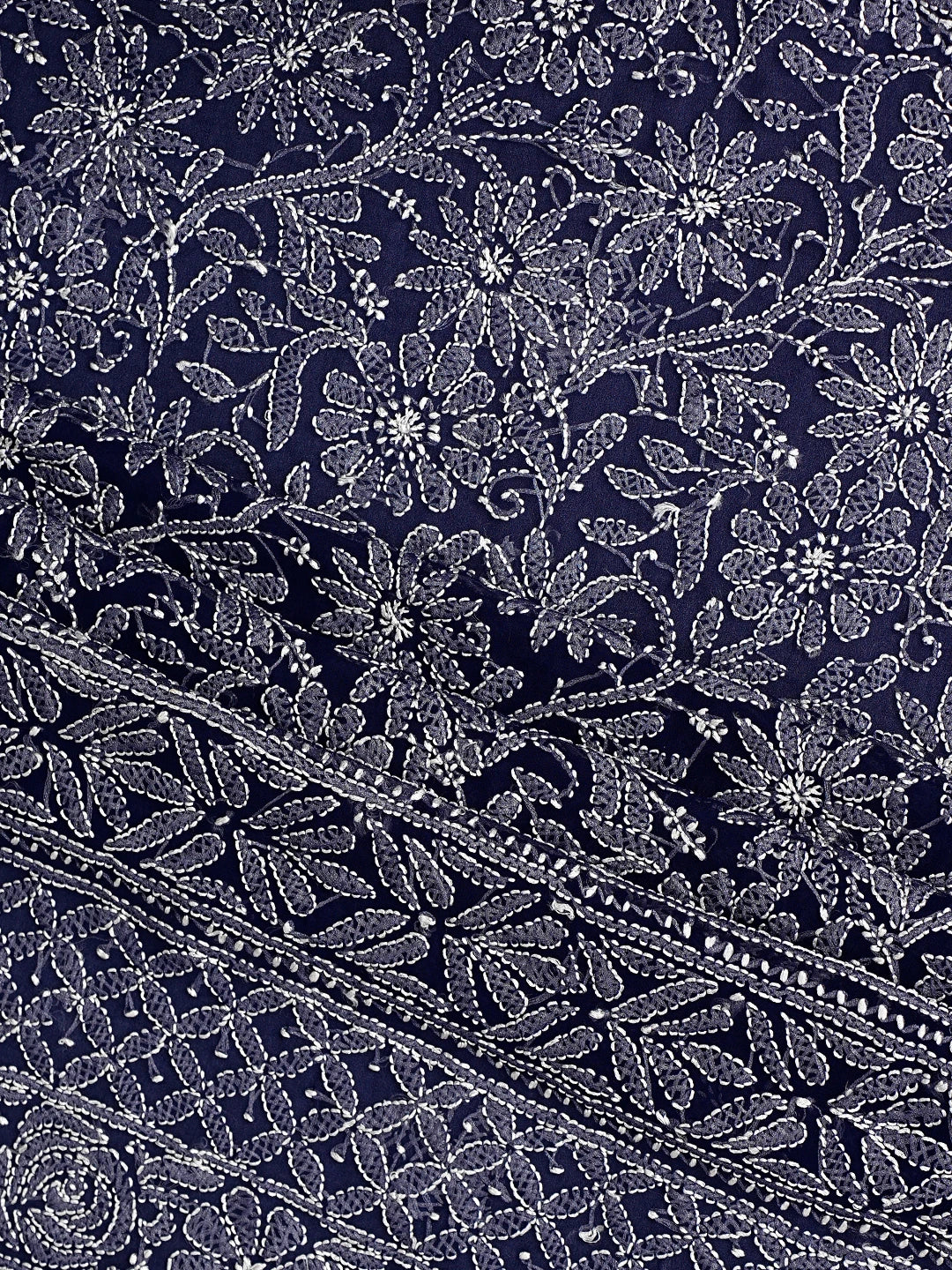 Ada Hand Embroidered Navy Blue  Georgette Lucknowi Chikankari Unstitched Suit Piece 01A878919