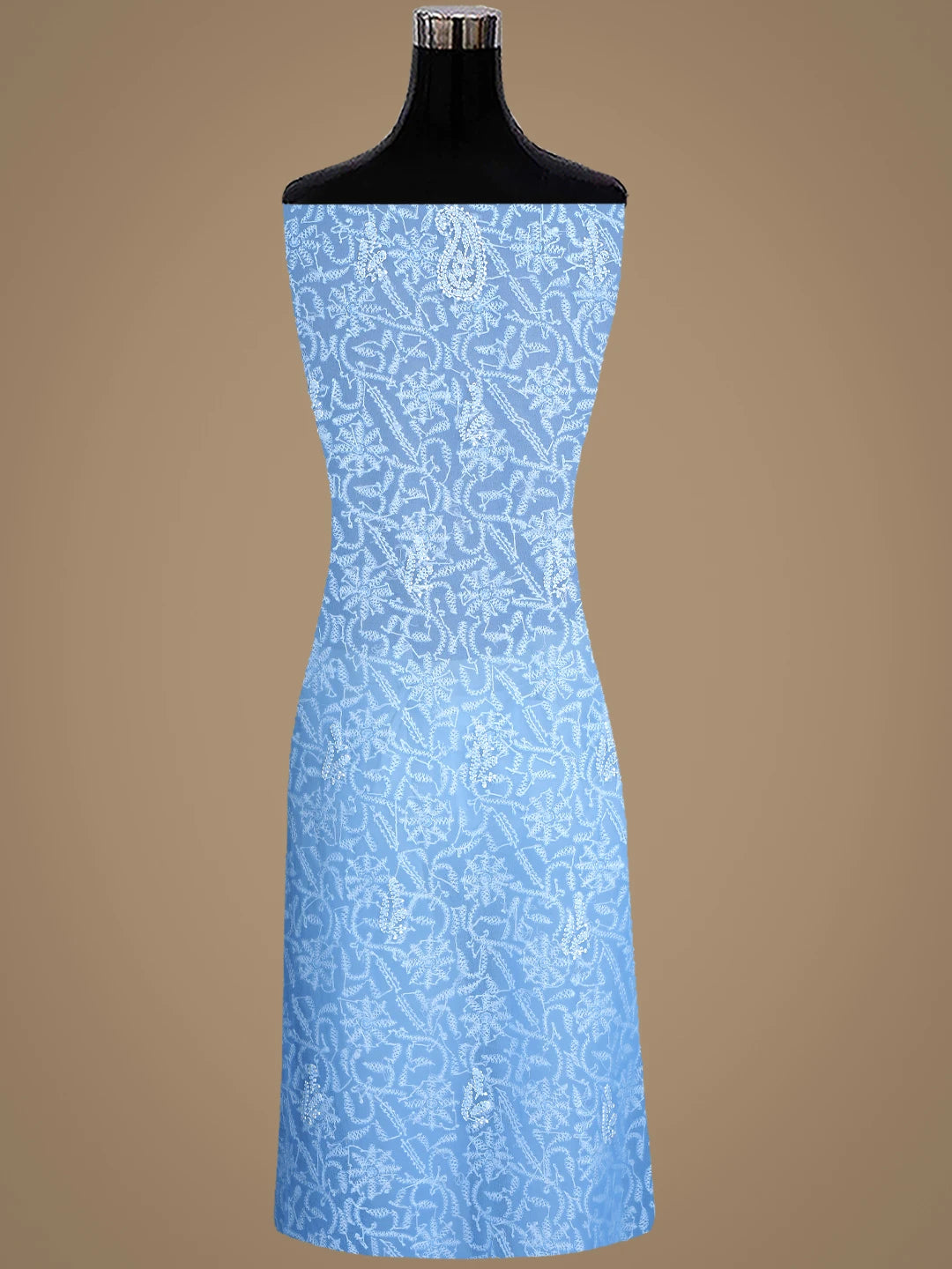 Ada Hand Embroidered Chefchaouen Blue Georgette Lucknowi Chikankari Unstitched Suit Piece 01A878910