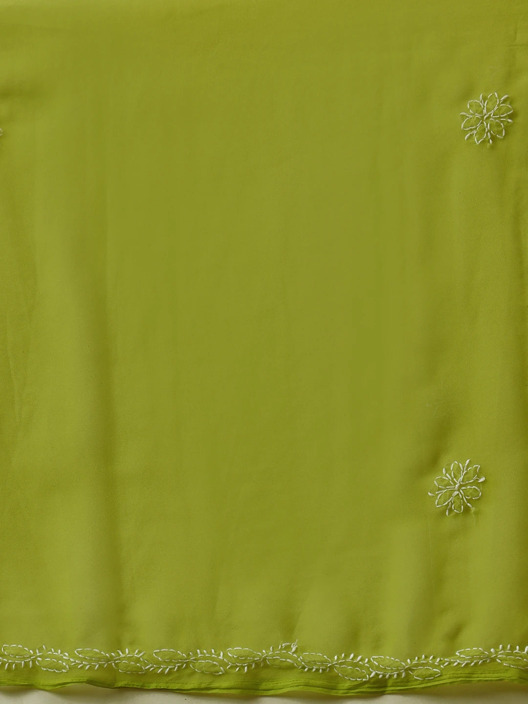 Ada Hand Embroidered Green Georgette Lucknowi Chikankari Saree With Blouse 01A853666