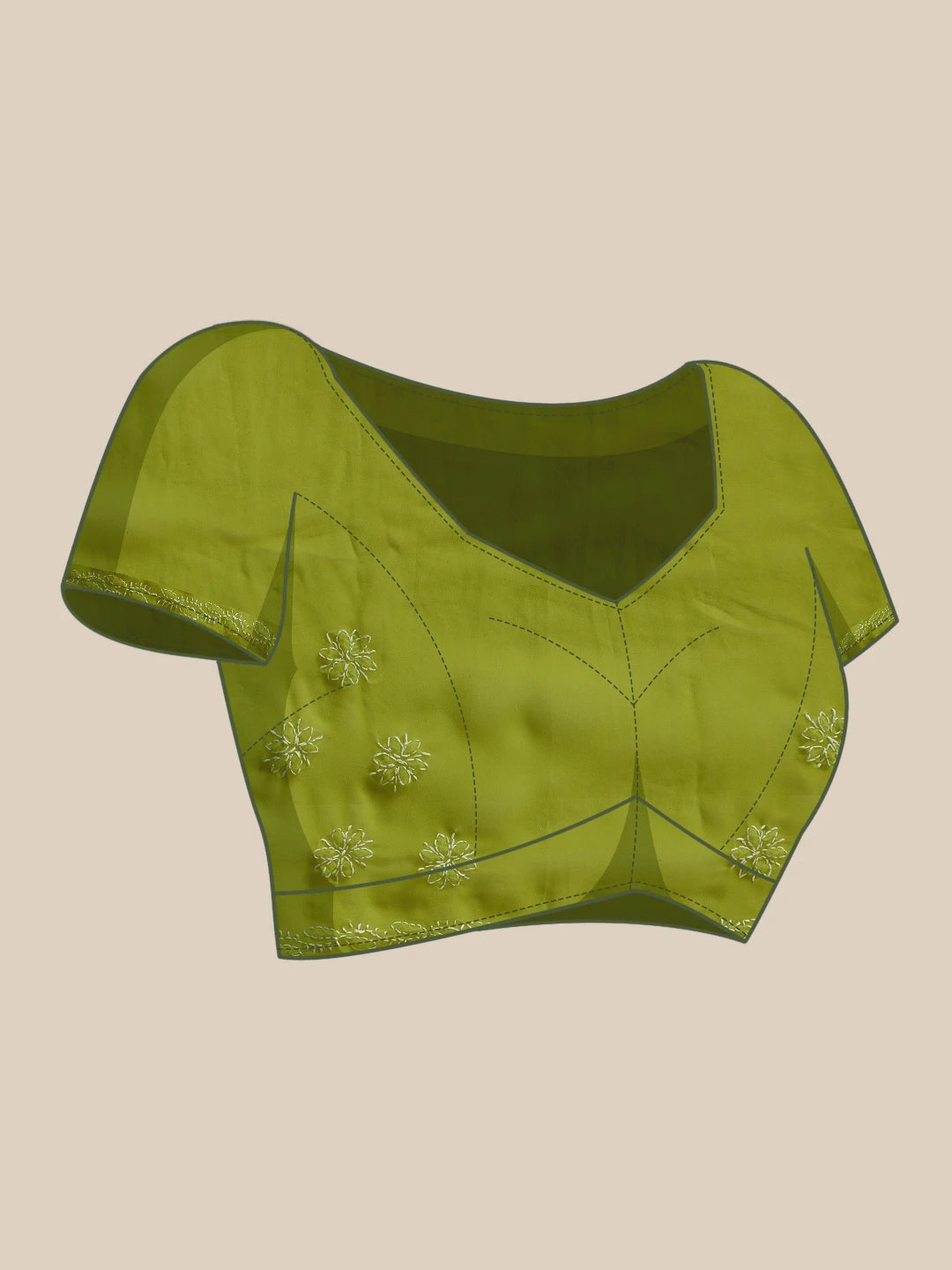 Ada Hand Embroidered Green Georgette Lucknowi Chikankari Saree With Blouse 01A853666