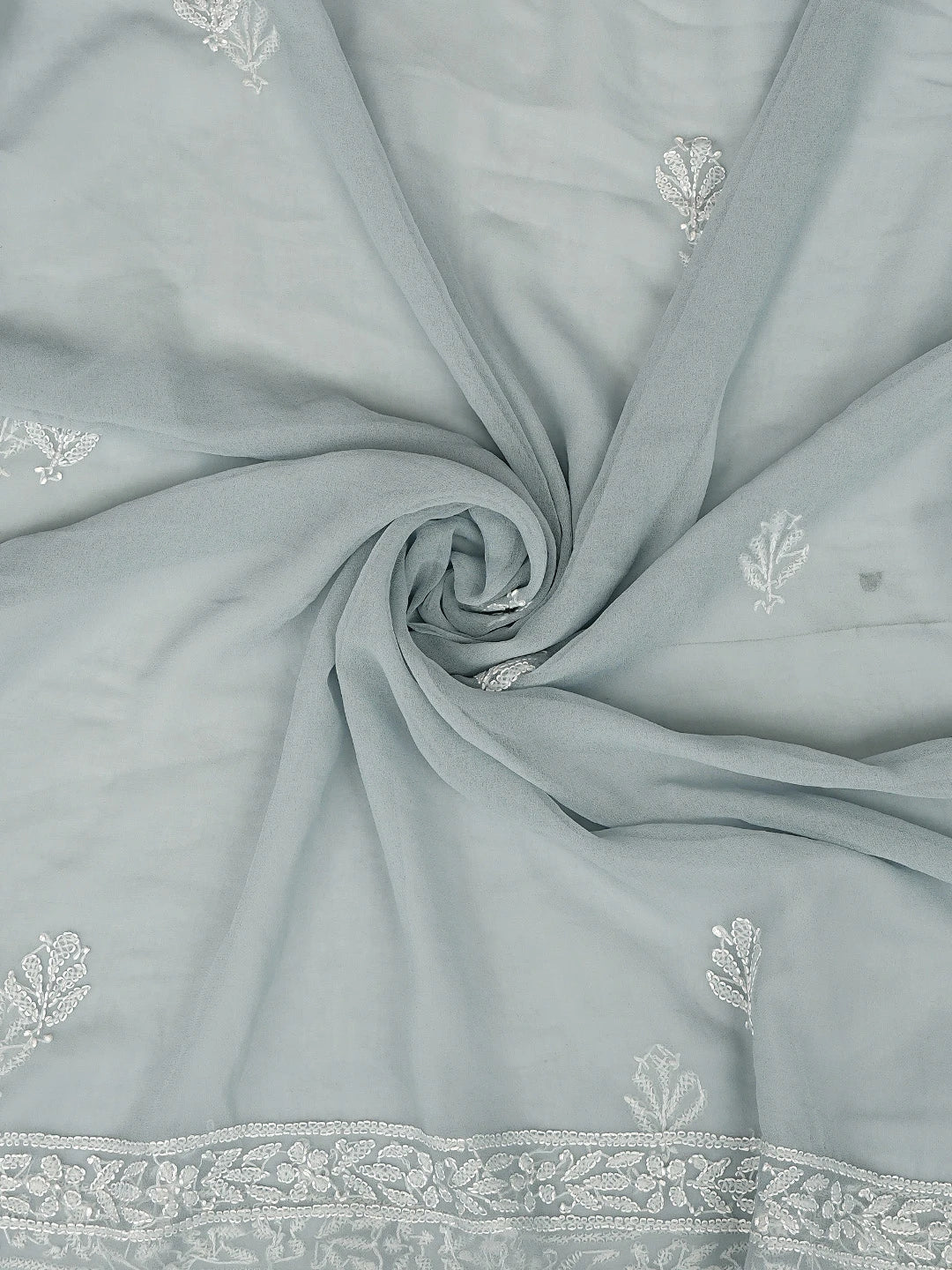 Ada Hand Embroidered Grey Georgette Lucknowi Chikankari Unstitched Suit Piece 01A878903