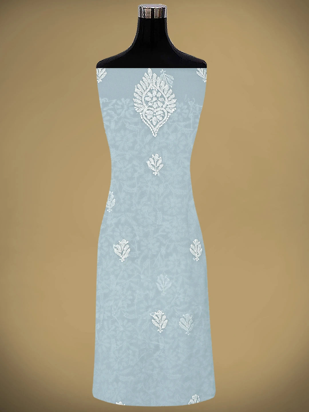 Ada Hand Embroidered Grey Georgette Lucknowi Chikankari Unstitched Suit Piece 01A878903