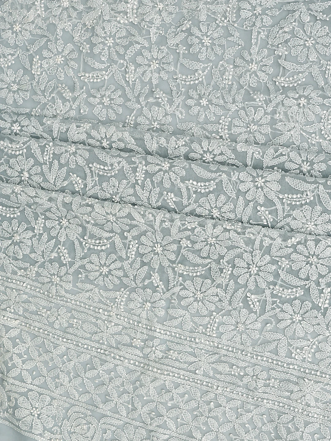 Ada Hand Embroidered Grey Georgette Lucknowi Chikankari Unstitched Suit Piece 01A878903