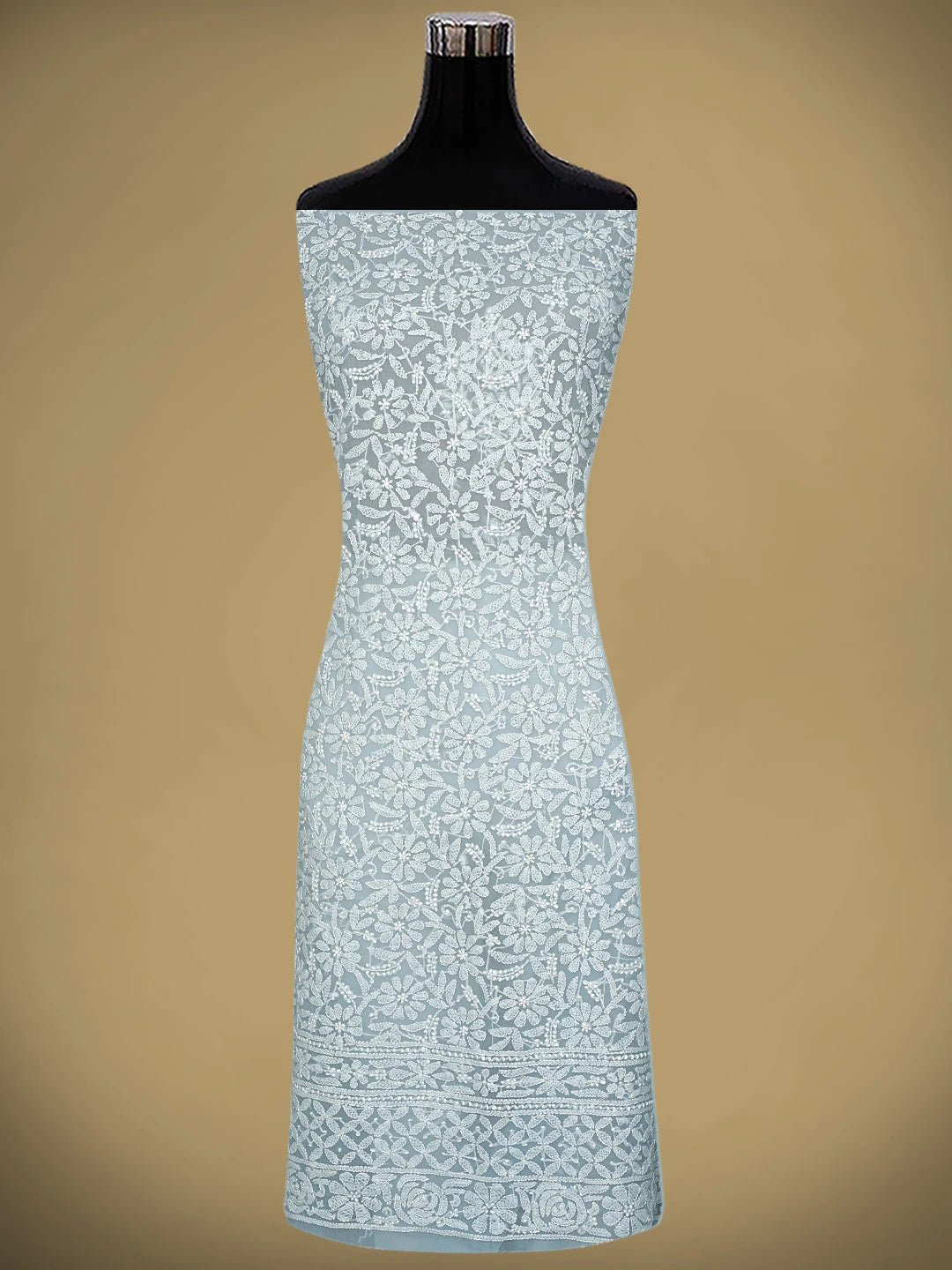 Ada Hand Embroidered Grey Georgette Lucknowi Chikankari Unstitched Suit Piece 01A878903