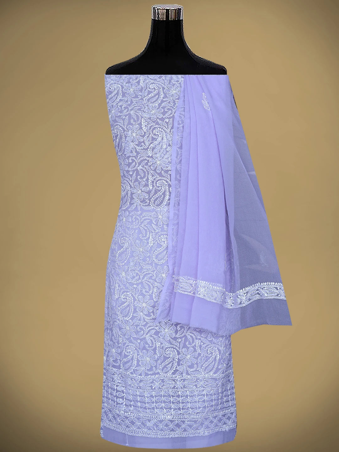 Ada Hand Embroidered Mauve Georgette Lucknowi Chikankari Unstitched Suit Piece 01A878887
