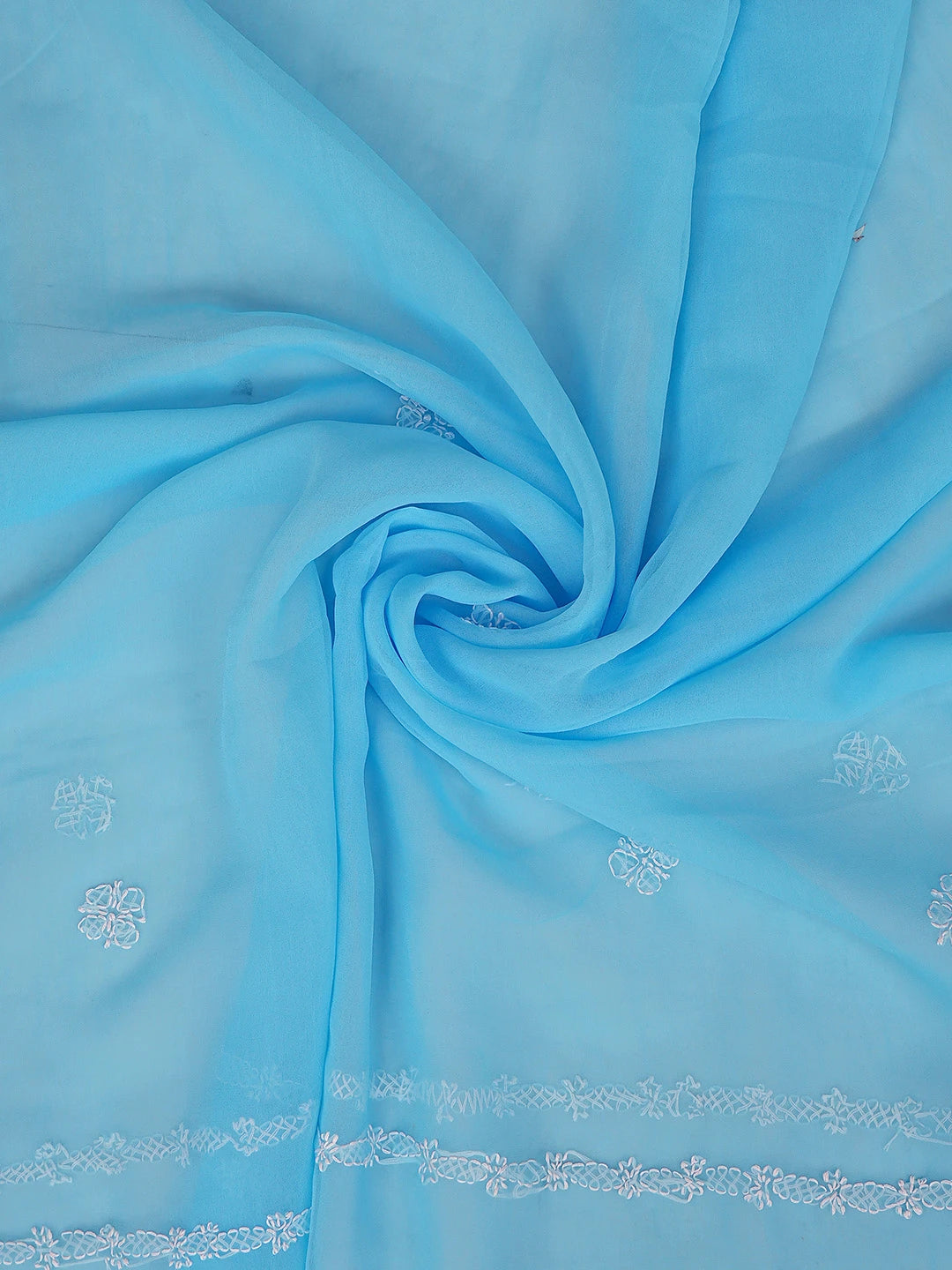 Ada Hand Embroidered Blue Georgette Lucknowi Chikankari Unstitched Suit Piece 01A879185