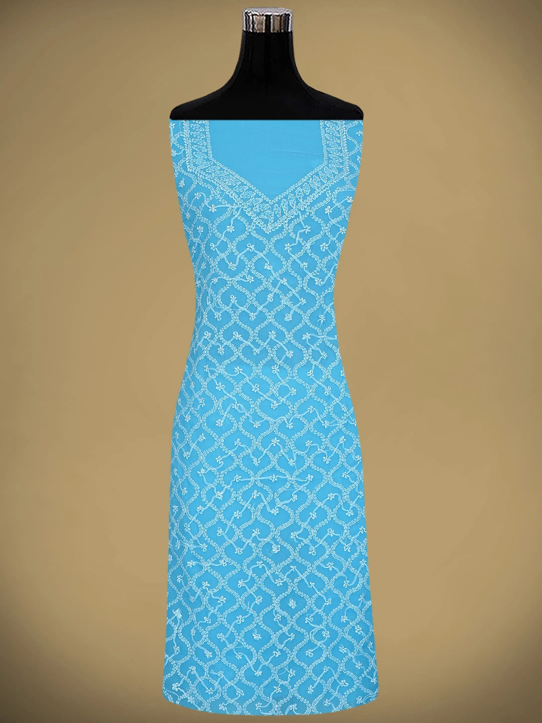 Ada Hand Embroidered Blue Georgette Lucknowi Chikankari Unstitched Suit Piece 01A879185