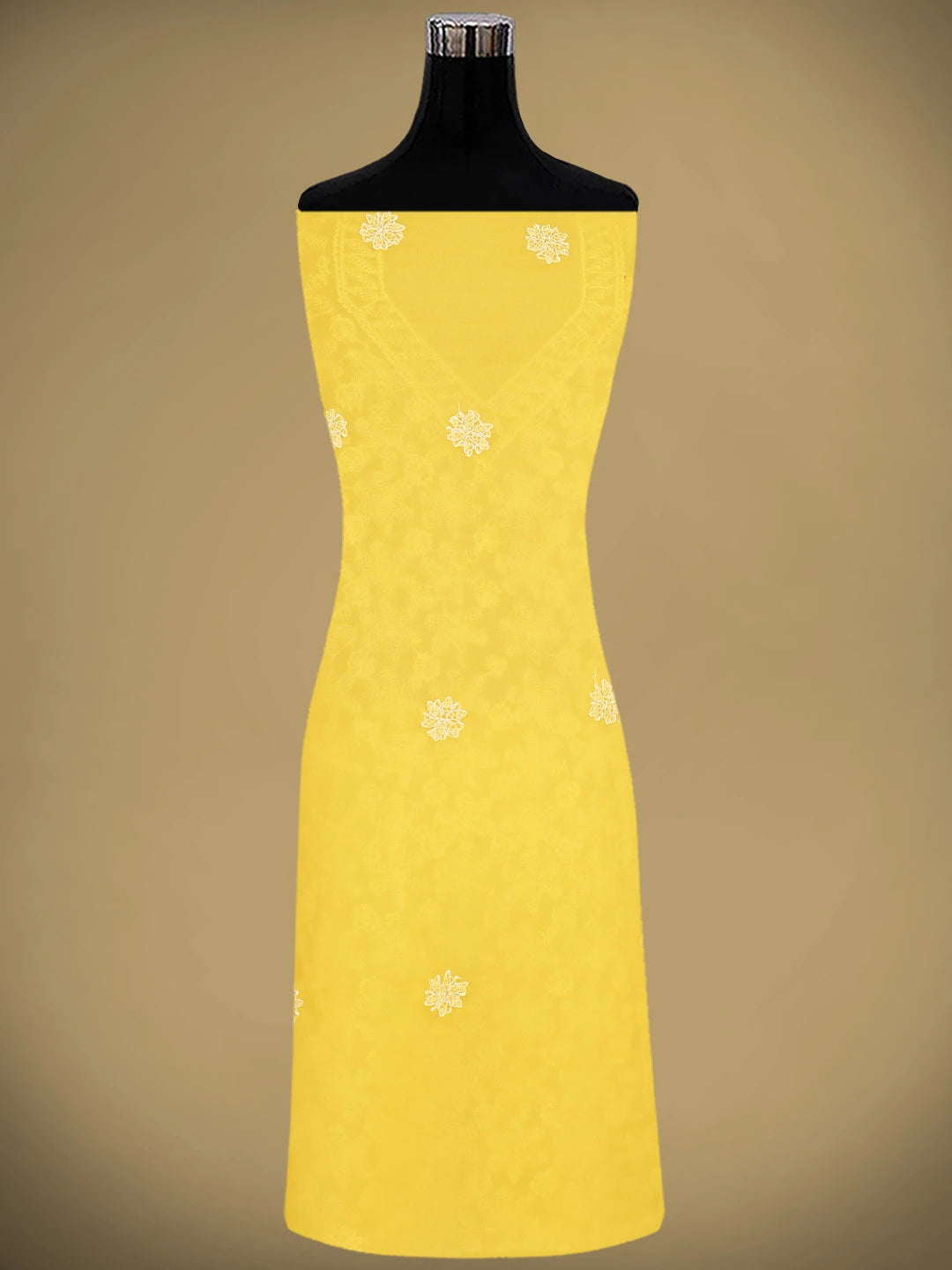 Ada Hand Embroidered Yellow Georgette Lucknowi Chikankari Unstitched Suit Piece 01A879218