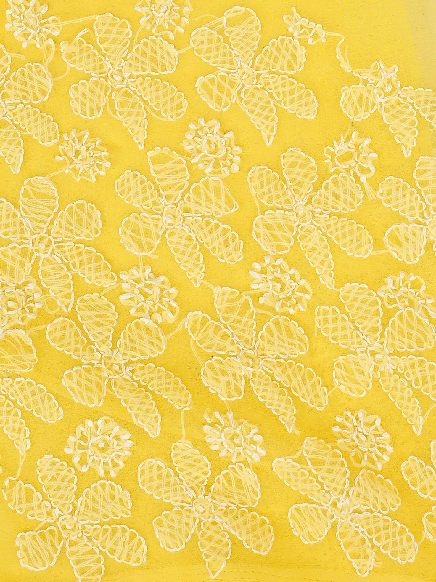 Ada Hand Embroidered Yellow Georgette Lucknowi Chikankari Unstitched Suit Piece 01A879218