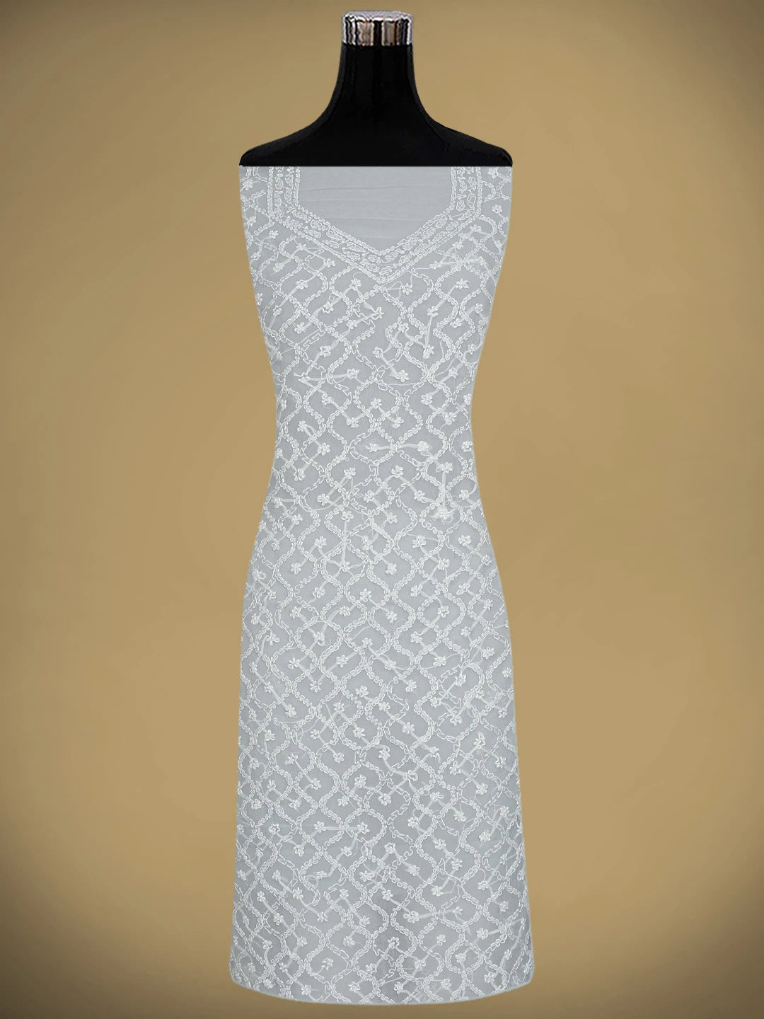 Ada Hand Embroidered Grey Georgette Lucknowi Chikankari Unstitched Suit Piece 01A879203