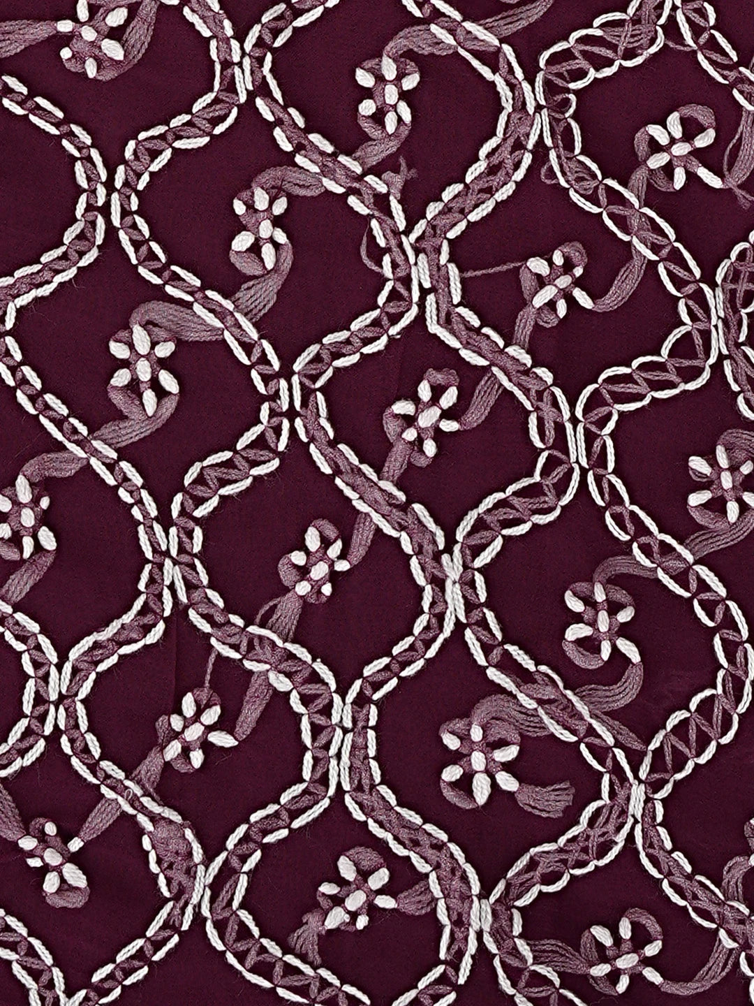 Ada Hand Embroidered Wine Georgette Lucknowi Chikankari Unstitched Suit Piece 01A879240