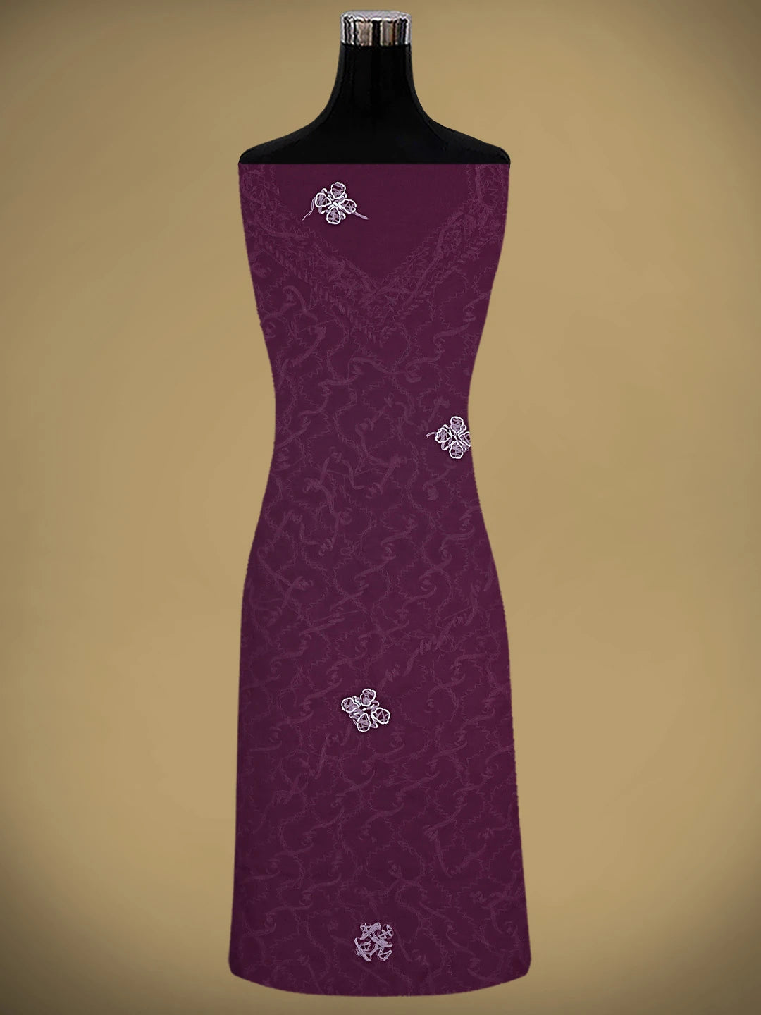 Ada Hand Embroidered Wine Georgette Lucknowi Chikankari Unstitched Suit Piece 01A879240