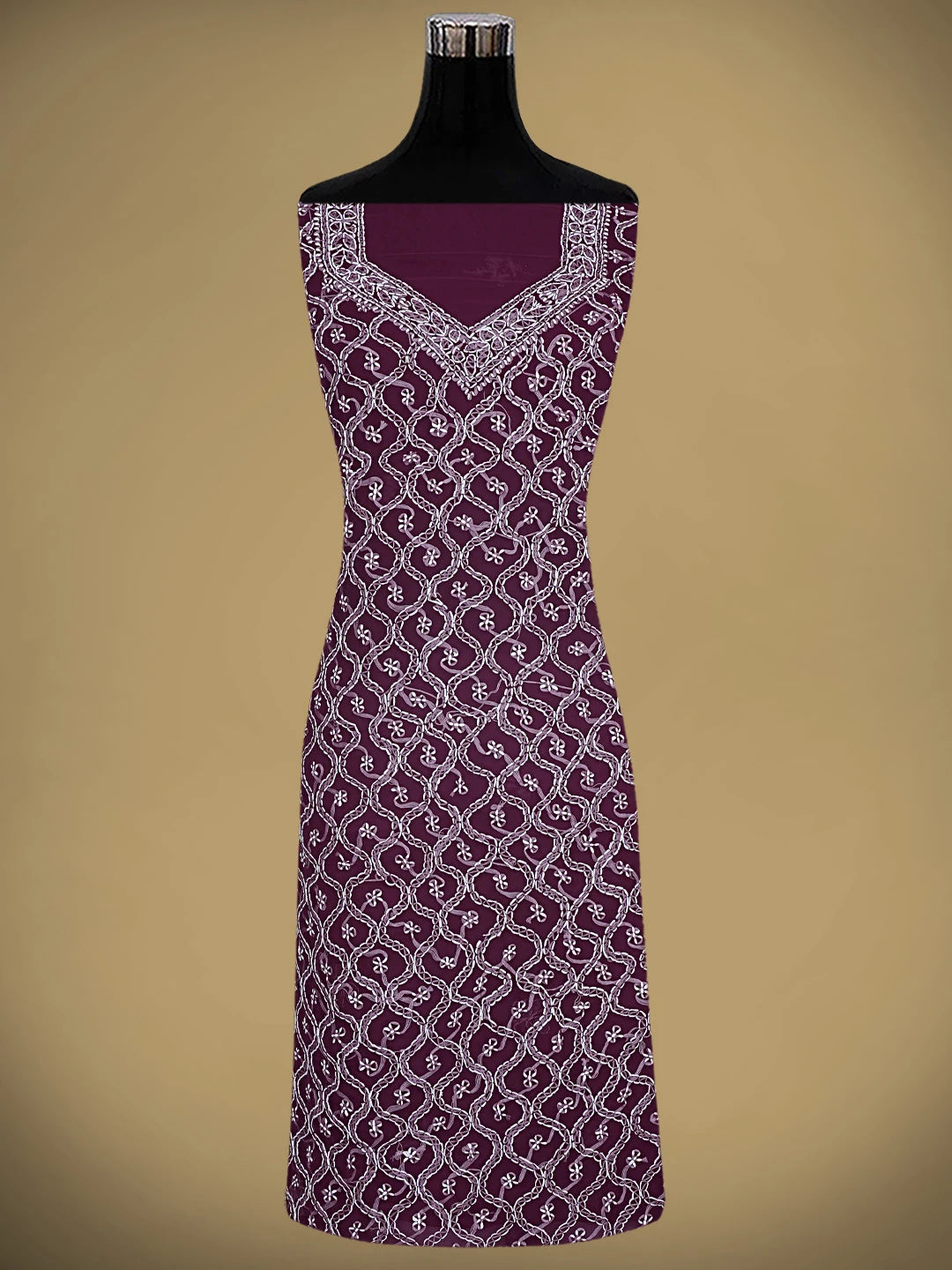Ada Hand Embroidered Wine Georgette Lucknowi Chikankari Unstitched Suit Piece 01A879240