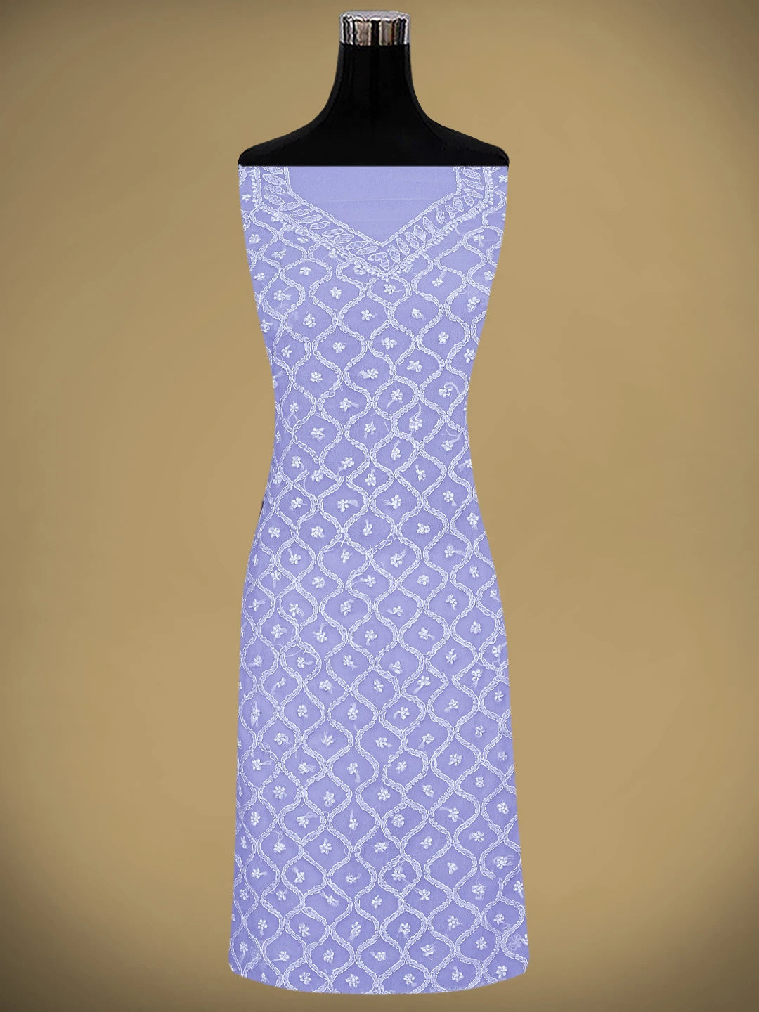 Ada Hand Embroidered Lavender Georgette Lucknowi Chikankari Unstitched Suit Piece 01A879241