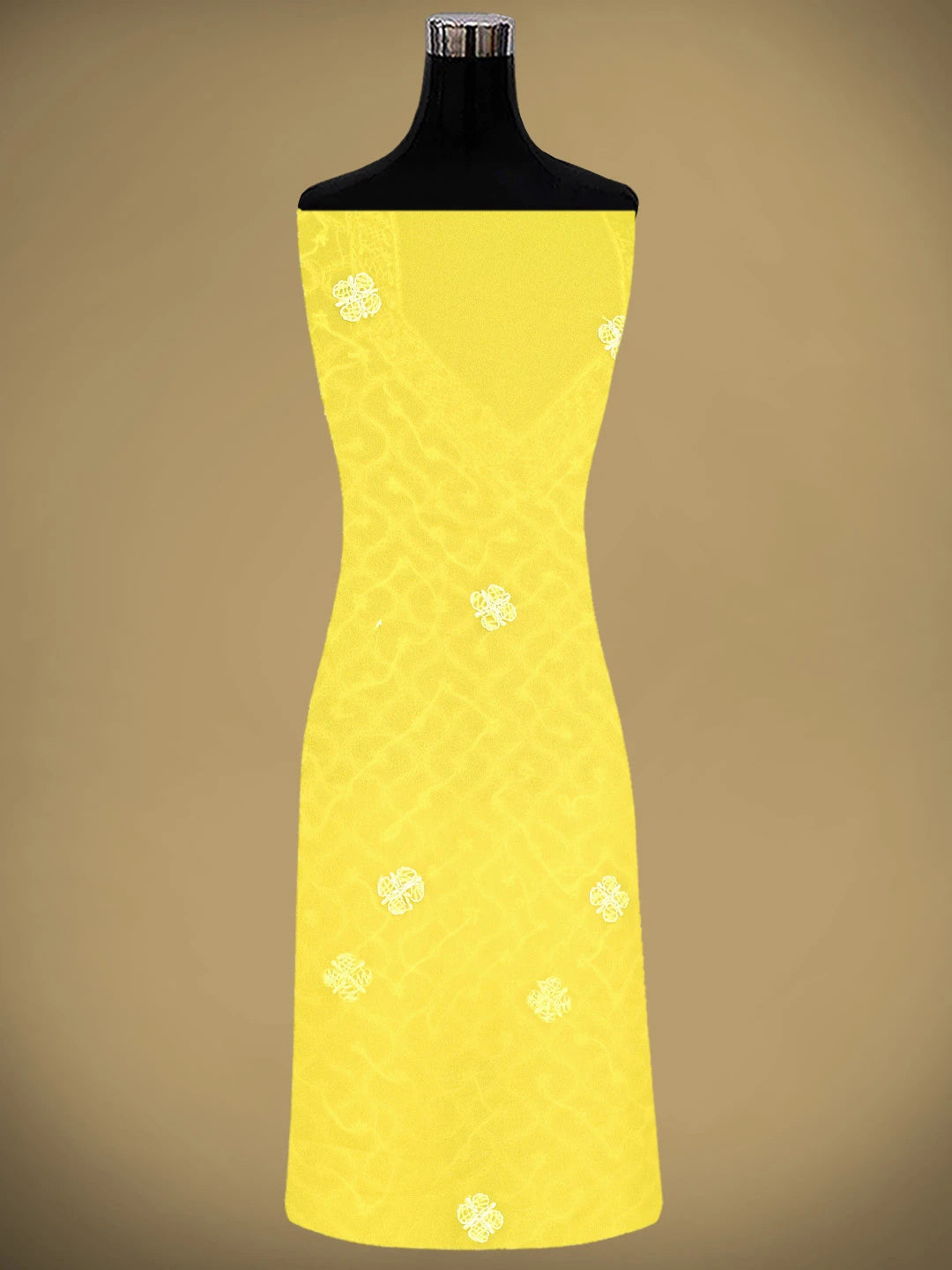 Ada Hand Embroidered Yellow Georgette Lucknowi Chikankari Unstitched Suit Piece 01A879231