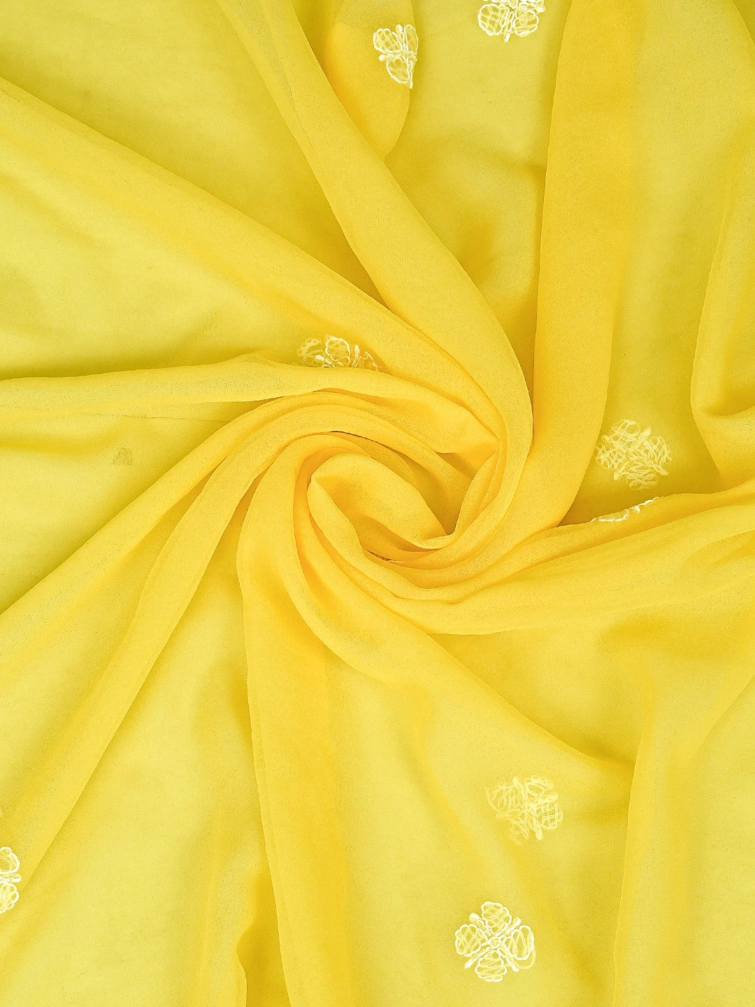 Ada Hand Embroidered Yellow Georgette Lucknowi Chikankari Unstitched Suit Piece 01A879231