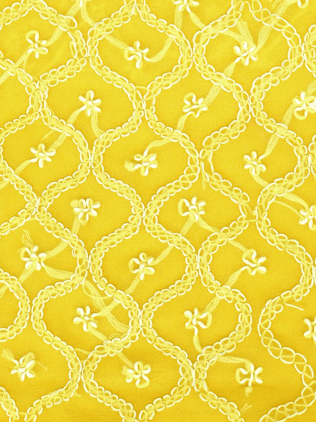Ada Hand Embroidered Yellow Georgette Lucknowi Chikankari Unstitched Suit Piece 01A879231