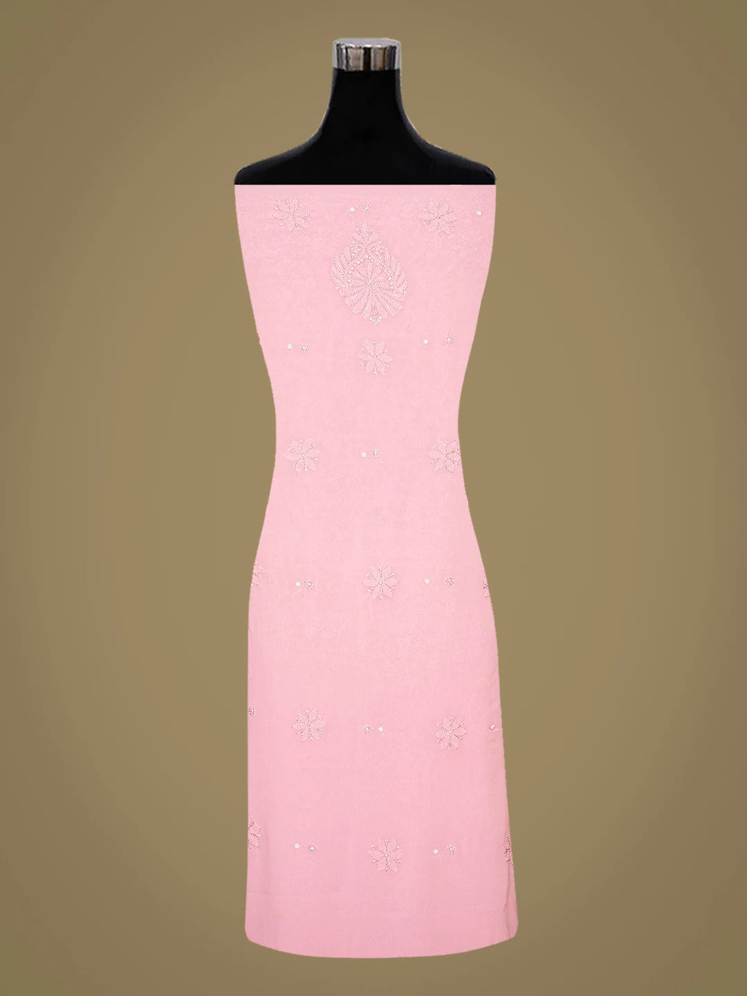Ada Hand Embroidered Pink Viscose Georgette Lucknowi Chikankari Unstitched Kurta Dupatta Set With Cutdana Work 01A724460