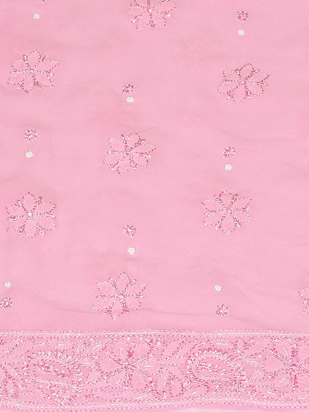 Ada Hand Embroidered Pink Viscose Georgette Lucknowi Chikankari Unstitched Kurta Dupatta Set With Cutdana Work 01A724460