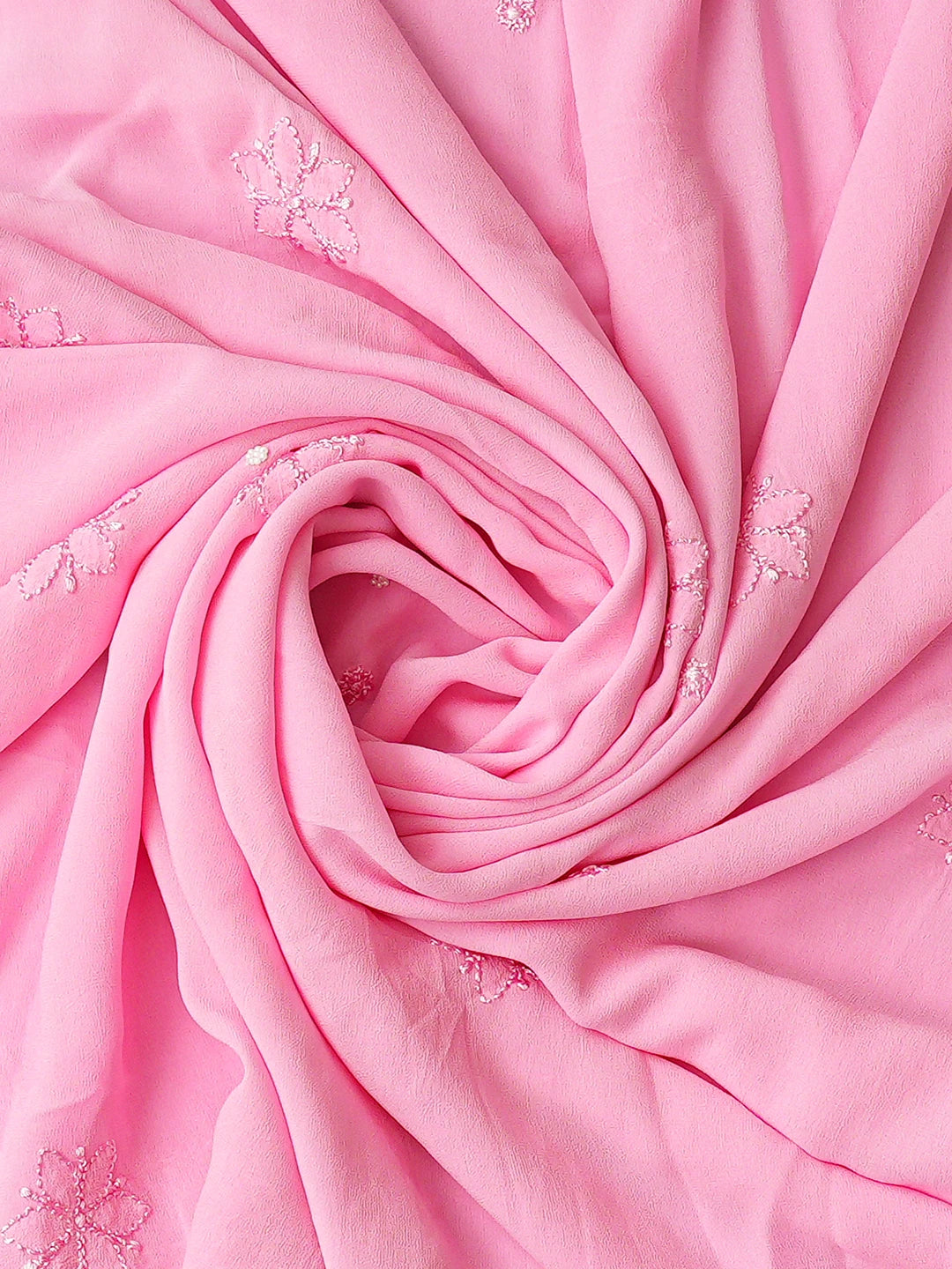 Ada Hand Embroidered Pink Viscose Georgette Lucknowi Chikankari Unstitched Kurta Dupatta Set With Cutdana Work 01A724460