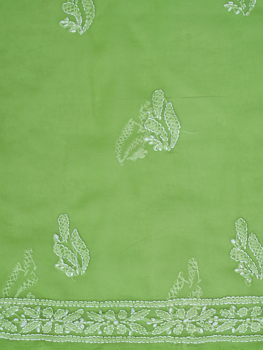 Ada Hand Embroidered Green Georgette Lucknowi Chikankari Unstitched Suit Piece 01A878924