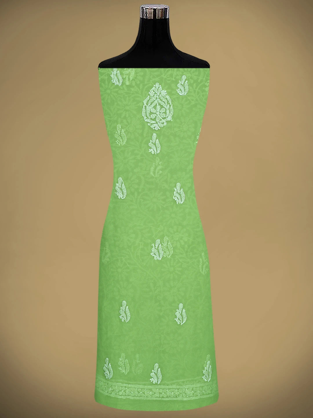 Ada Hand Embroidered Green Georgette Lucknowi Chikankari Unstitched Suit Piece 01A878924