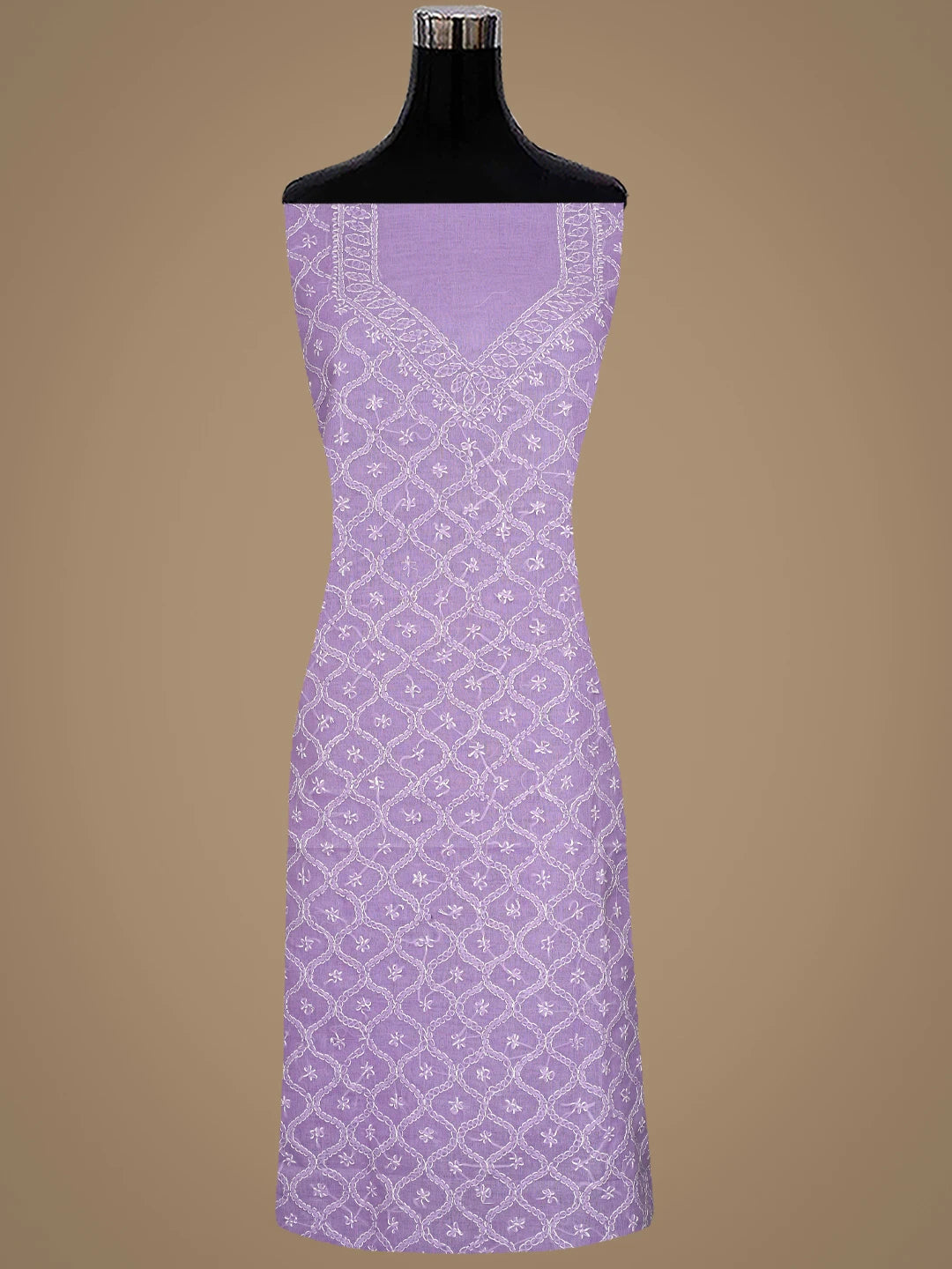 Ada Hand Embroidered Lavender Cotton Lucknowi Chikankari Unstitched Suit Piece 01A854949