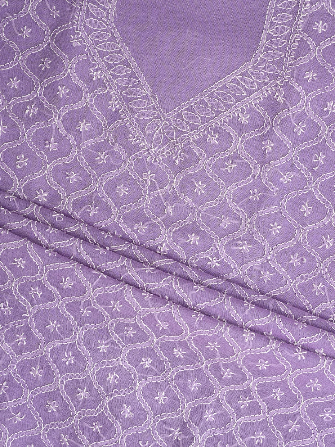 Ada Hand Embroidered Lavender Cotton Lucknowi Chikankari Unstitched Suit Piece 01A854949