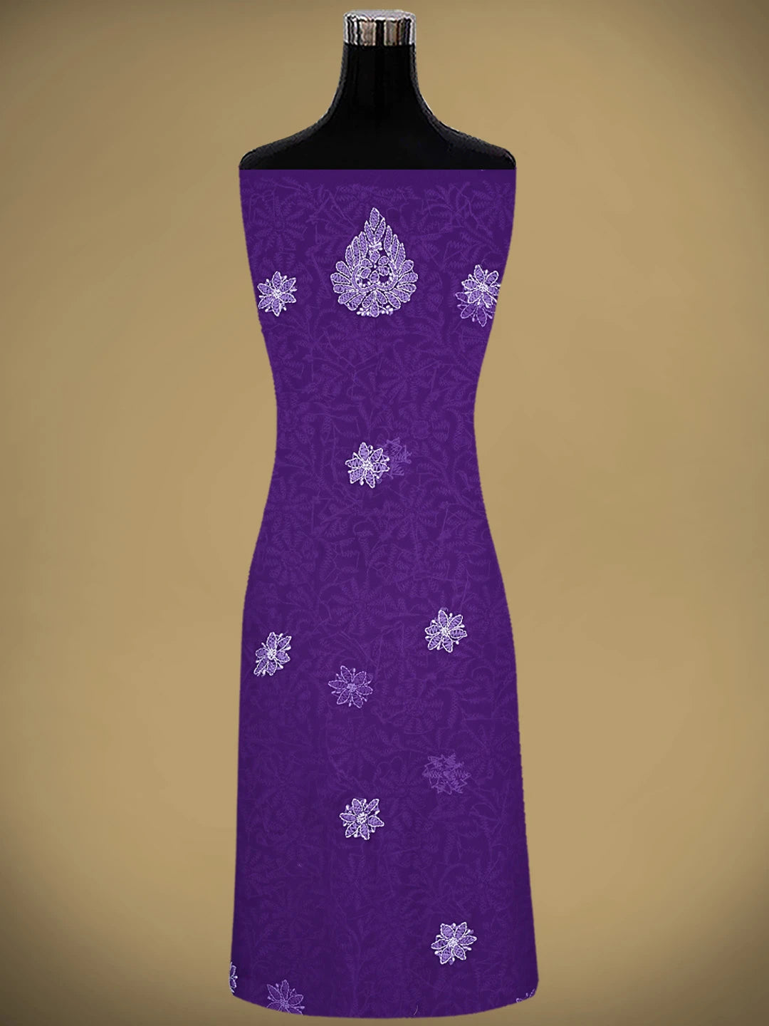 Ada Hand Embroidered Purple Georgette Lucknowi Chikankari Unstitched Suit Piece 01A878925