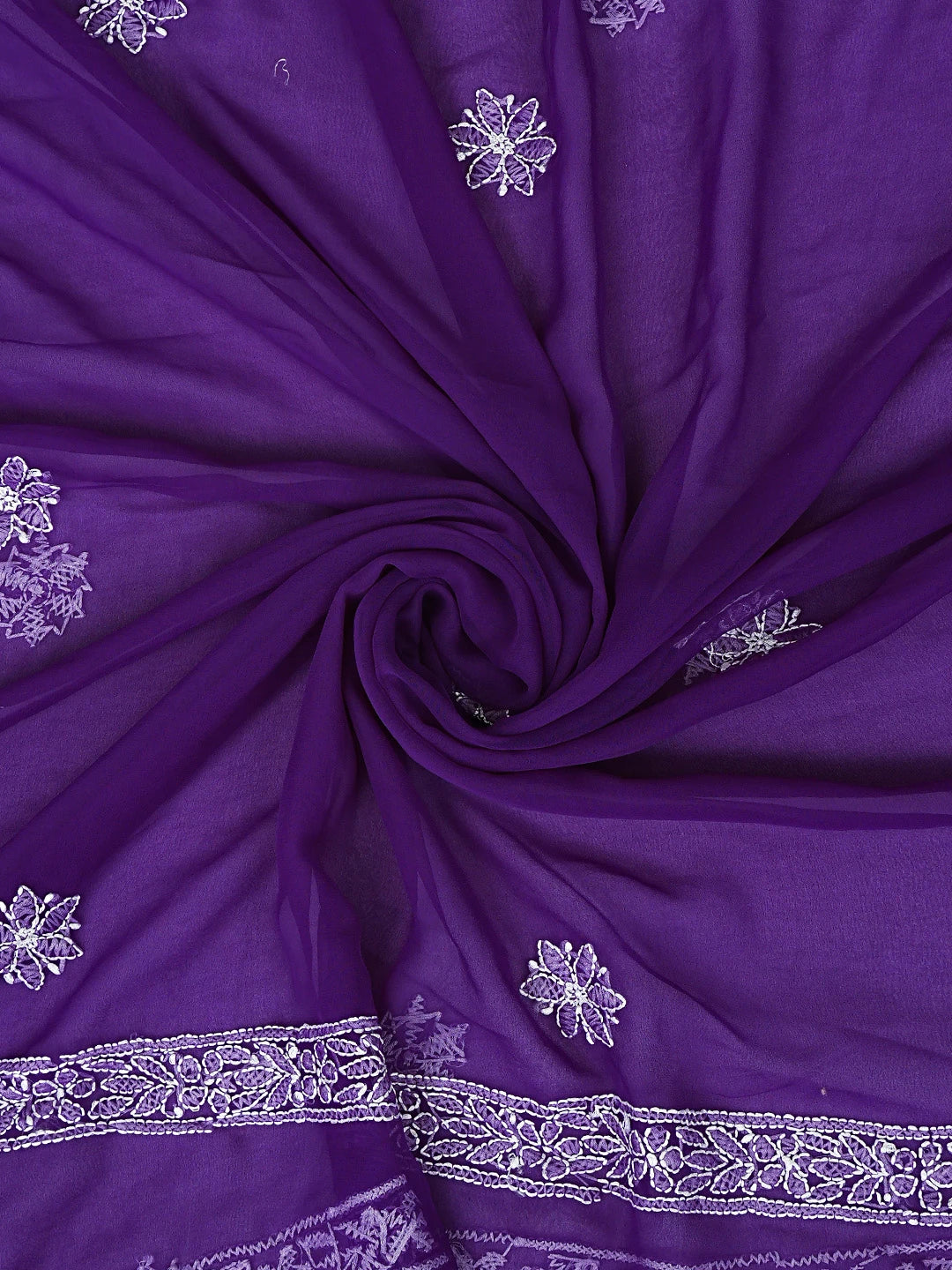 Ada Hand Embroidered Purple Georgette Lucknowi Chikankari Unstitched Suit Piece 01A878925