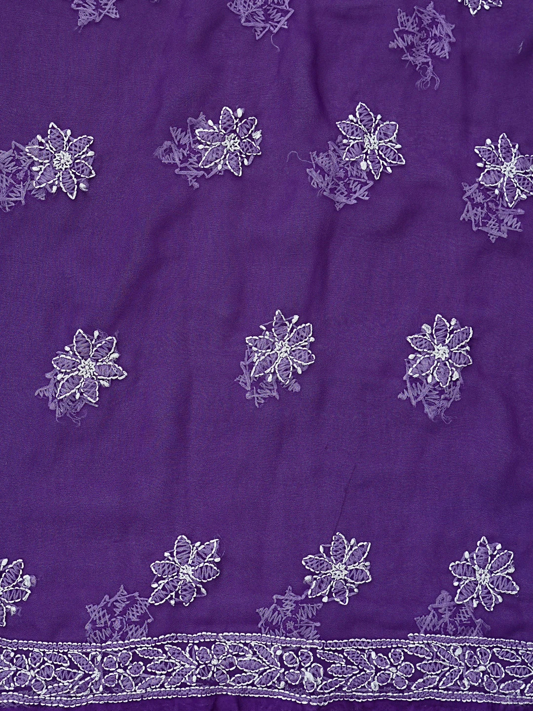 Ada Hand Embroidered Purple Georgette Lucknowi Chikankari Unstitched Suit Piece 01A878925