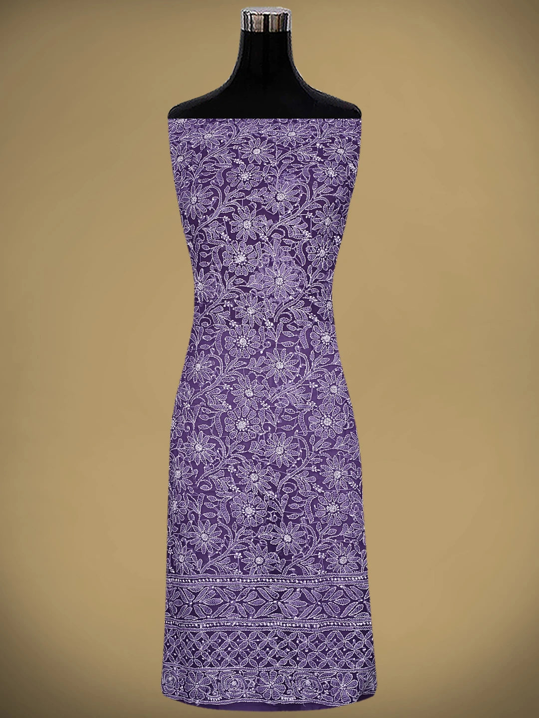 Ada Hand Embroidered Purple Georgette Lucknowi Chikankari Unstitched Suit Piece 01A878925