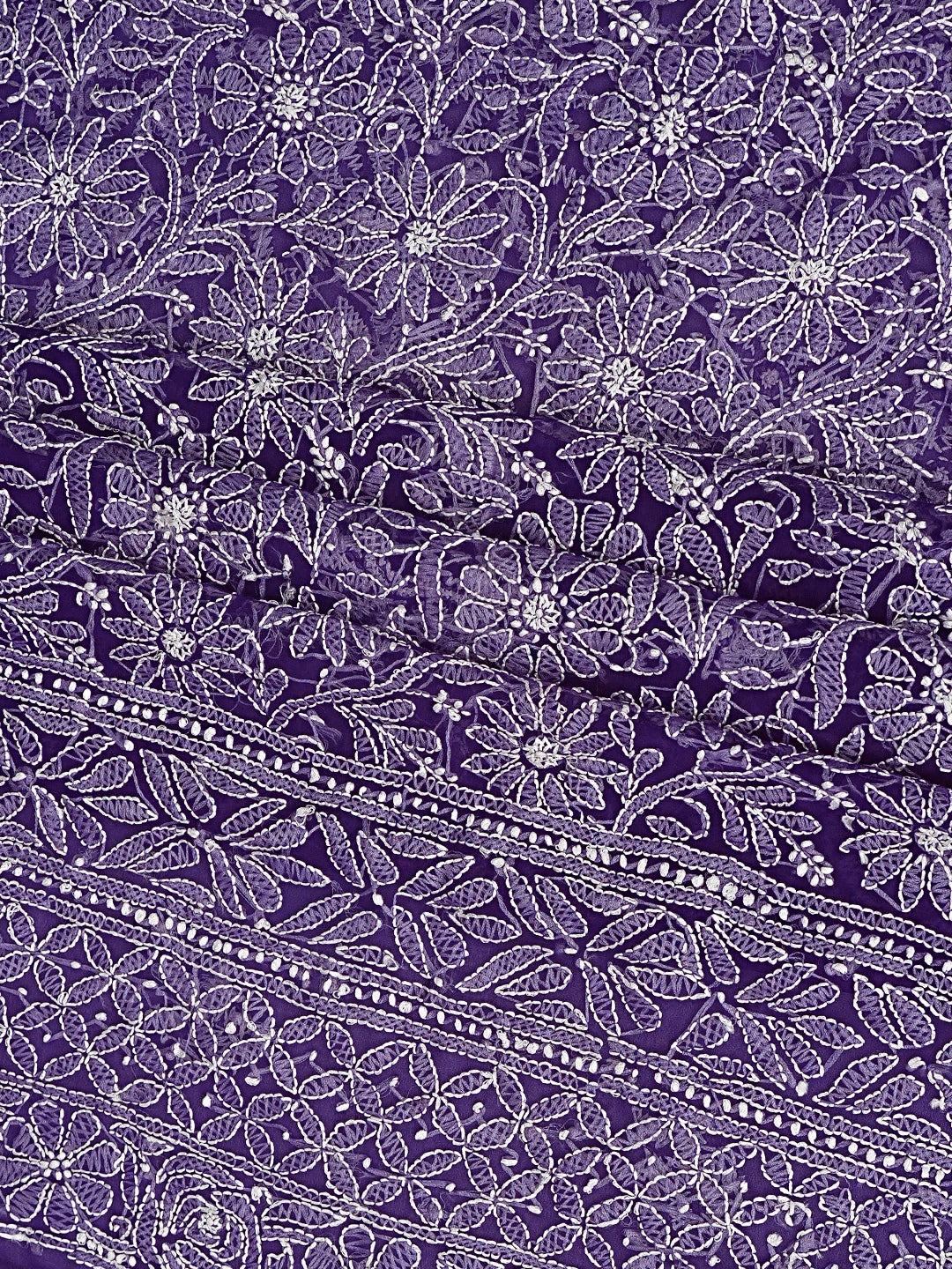 Ada Hand Embroidered Purple Georgette Lucknowi Chikankari Unstitched Suit Piece 01A878925