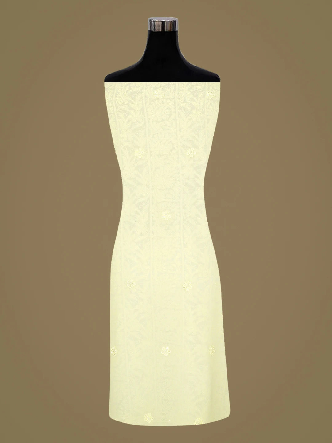 Ada Hand Embroidered Lemon Viscose Georgette Lucknowi Chikankari Unstitched Kurta Dupatta Set With Cutdana Work 01A811759