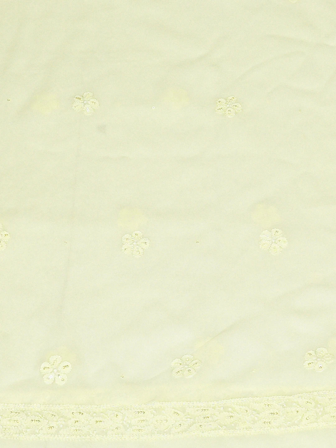 Ada Hand Embroidered Lemon Viscose Georgette Lucknowi Chikankari Unstitched Kurta Dupatta Set With Cutdana Work 01A811759