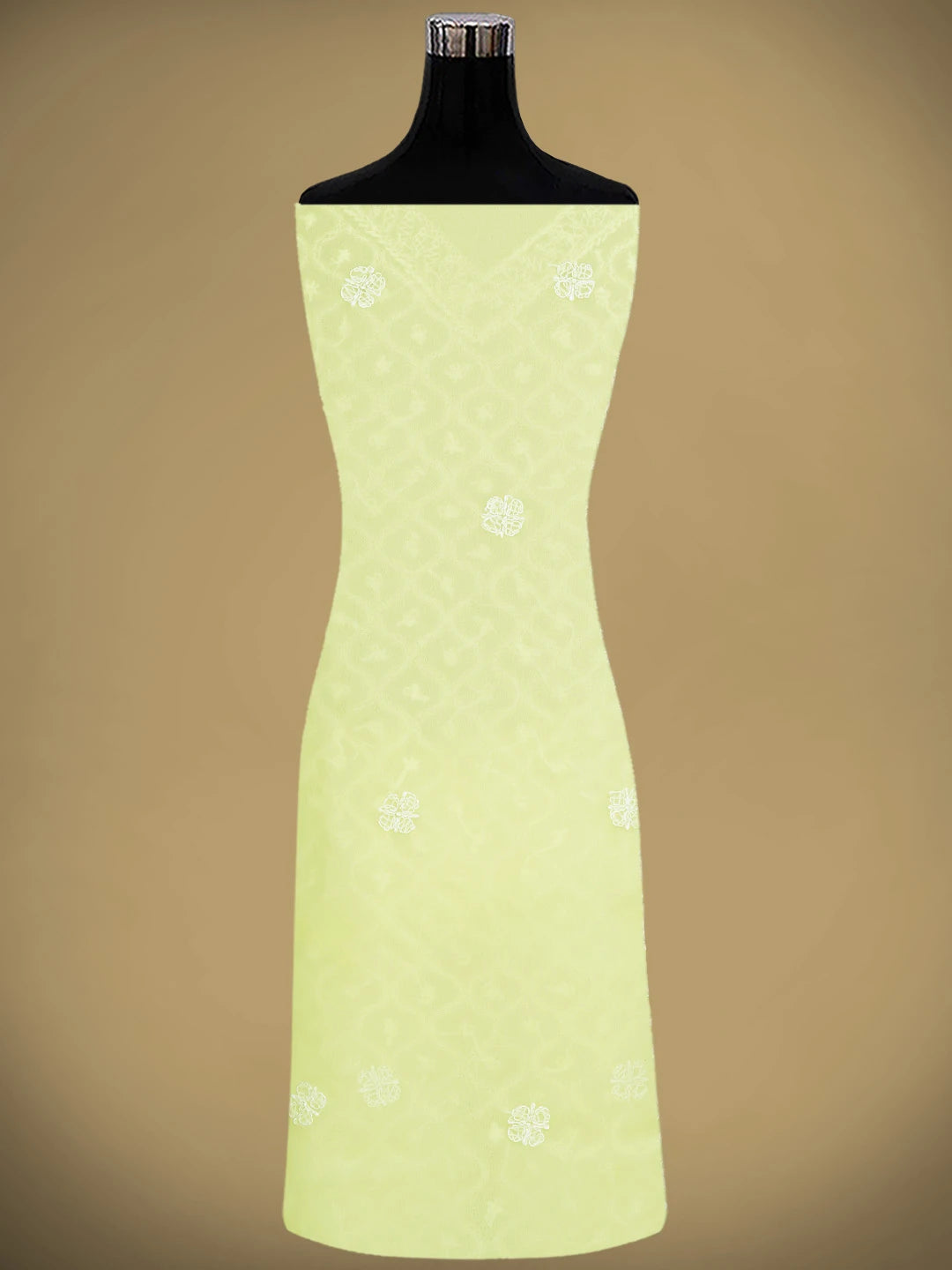 Ada Hand Embroidered Lemon Yellow Georgette Lucknowi Chikankari Unstitched Suit Piece 01A879212