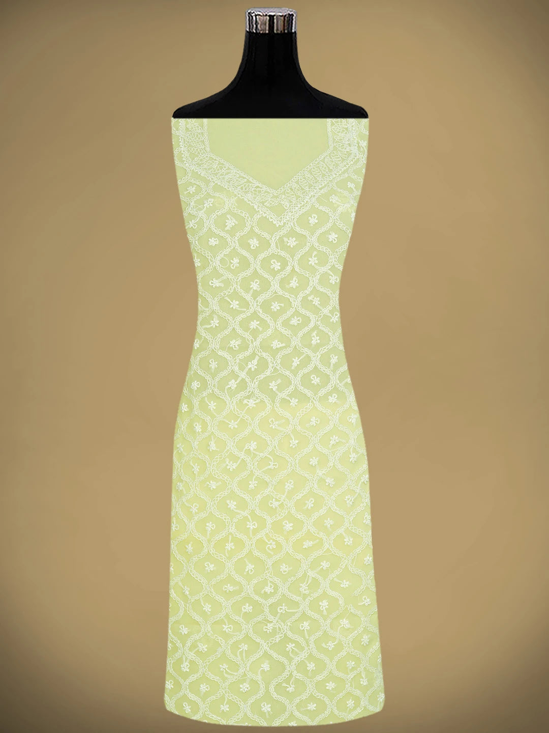 Ada Hand Embroidered Lemon Yellow Georgette Lucknowi Chikankari Unstitched Suit Piece 01A879212