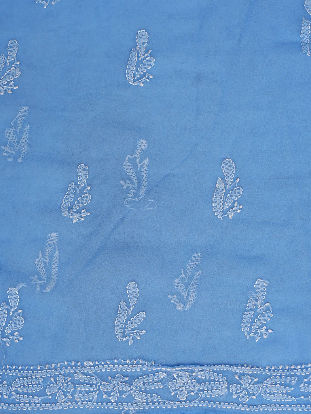 Ada Hand Embroidered Blue Georgette Lucknowi Chikankari Unstitched Suit Piece 01A878917