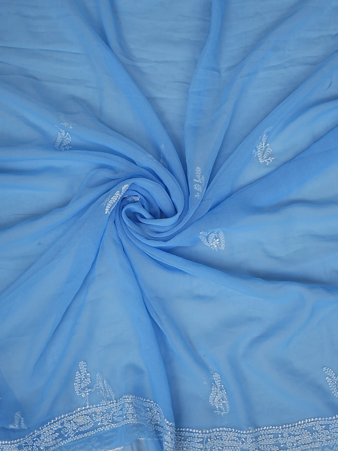 Ada Hand Embroidered Blue Georgette Lucknowi Chikankari Unstitched Suit Piece 01A878917