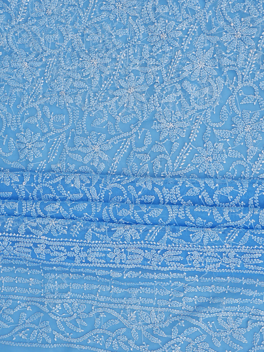 Ada Hand Embroidered Blue Georgette Lucknowi Chikankari Unstitched Suit Piece 01A878917
