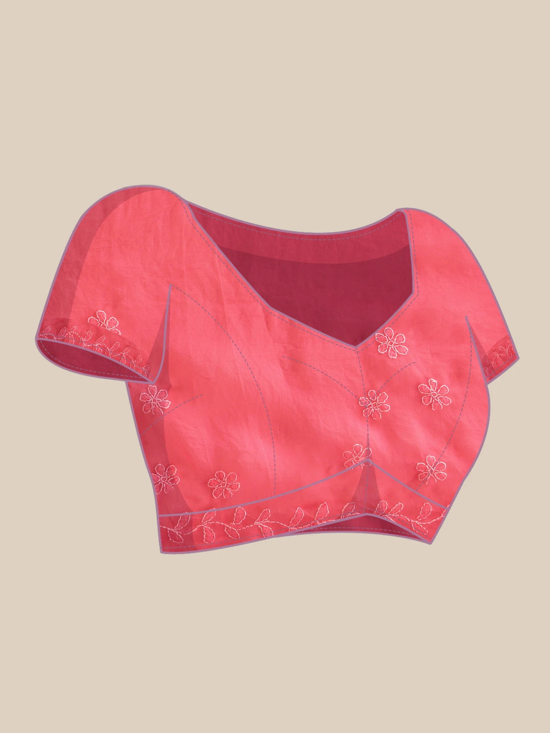 Ada Hand Embroidered Carrot Pink Georgette Lucknowi Chikankari Saree With Blouse 01A853813