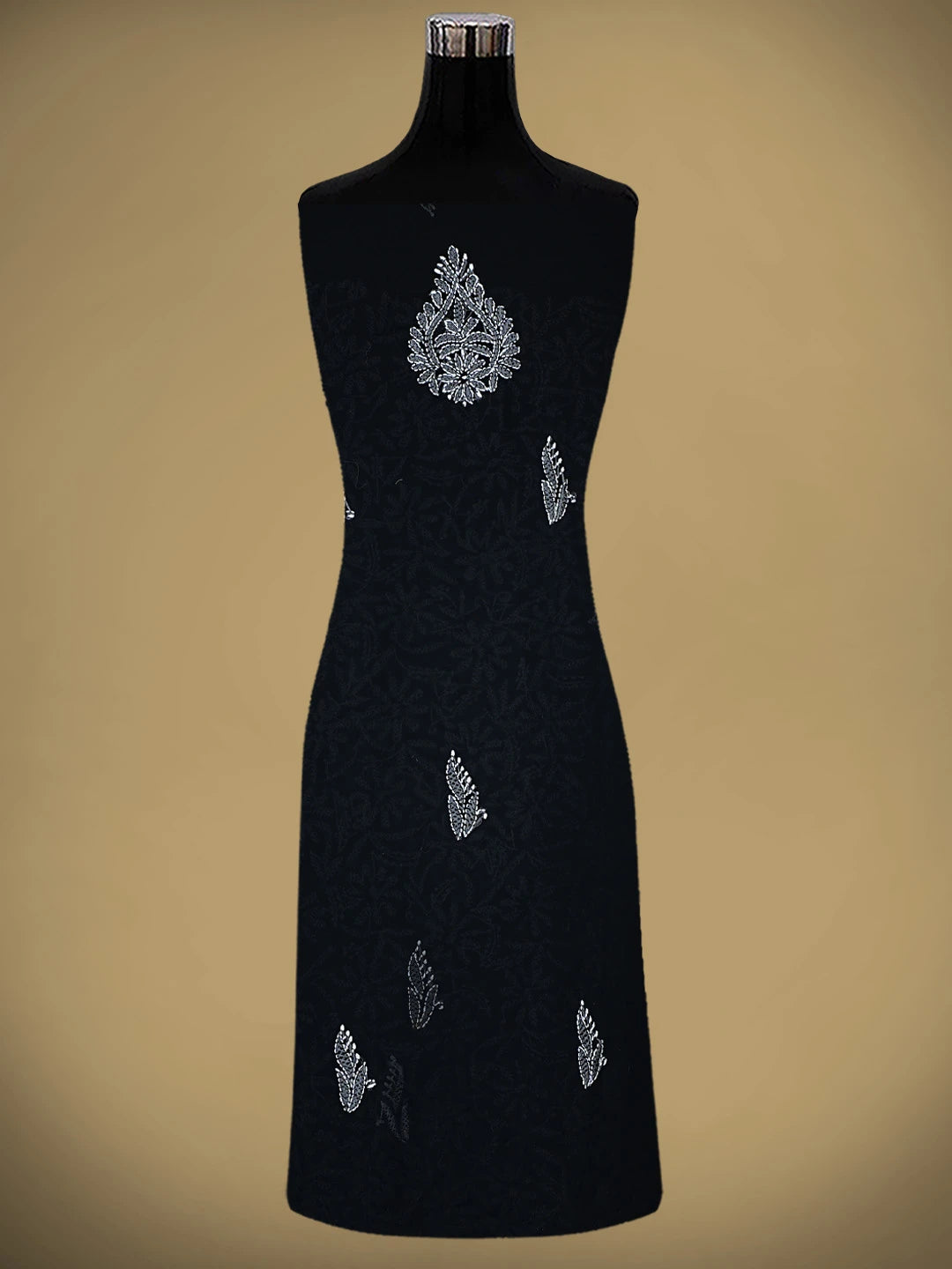 Ada Hand Embroidered Black Georgette Lucknowi Chikankari Unstitched Suit Piece 01A878900