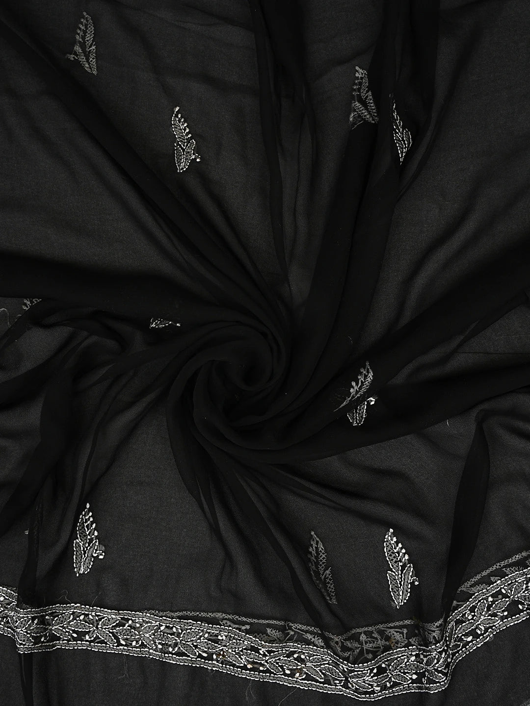 Ada Hand Embroidered Black Georgette Lucknowi Chikankari Unstitched Suit Piece 01A878900
