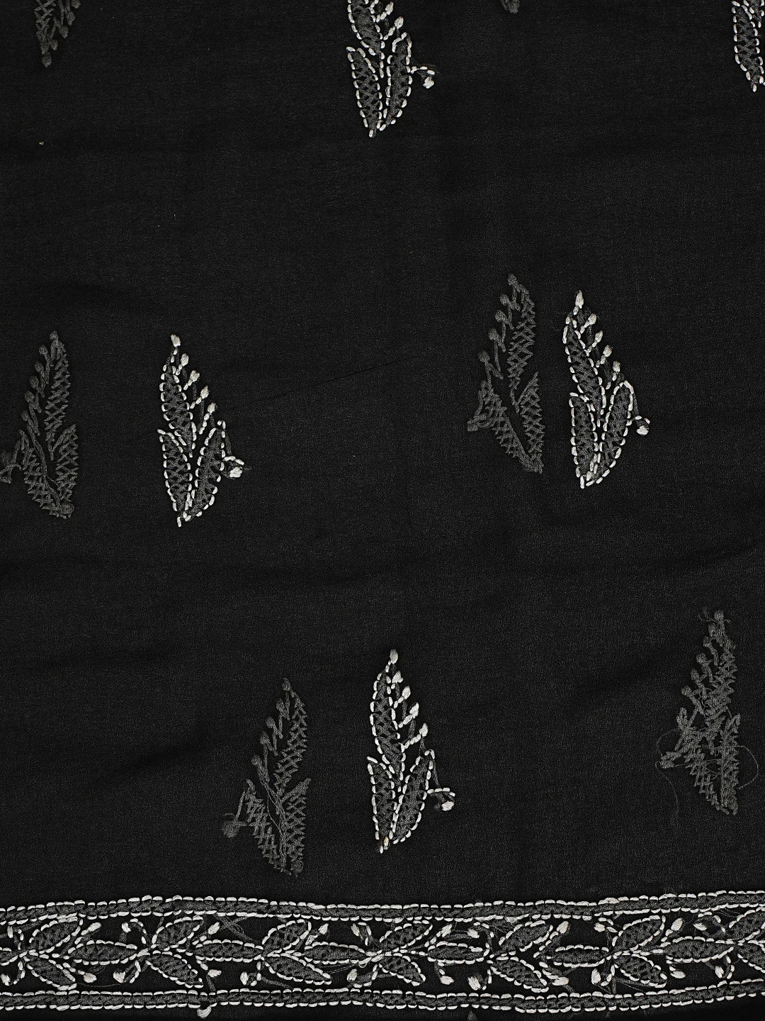 Ada Hand Embroidered Black Georgette Lucknowi Chikankari Unstitched Suit Piece 01A878900
