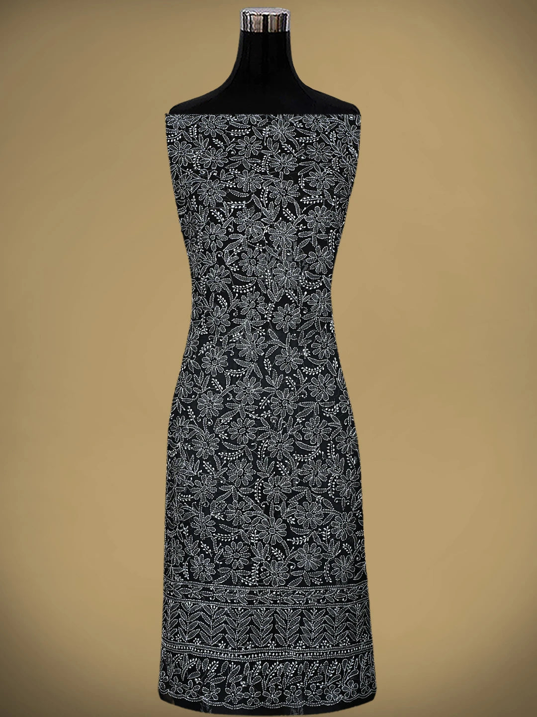 Ada Hand Embroidered Black Georgette Lucknowi Chikankari Unstitched Suit Piece 01A878900