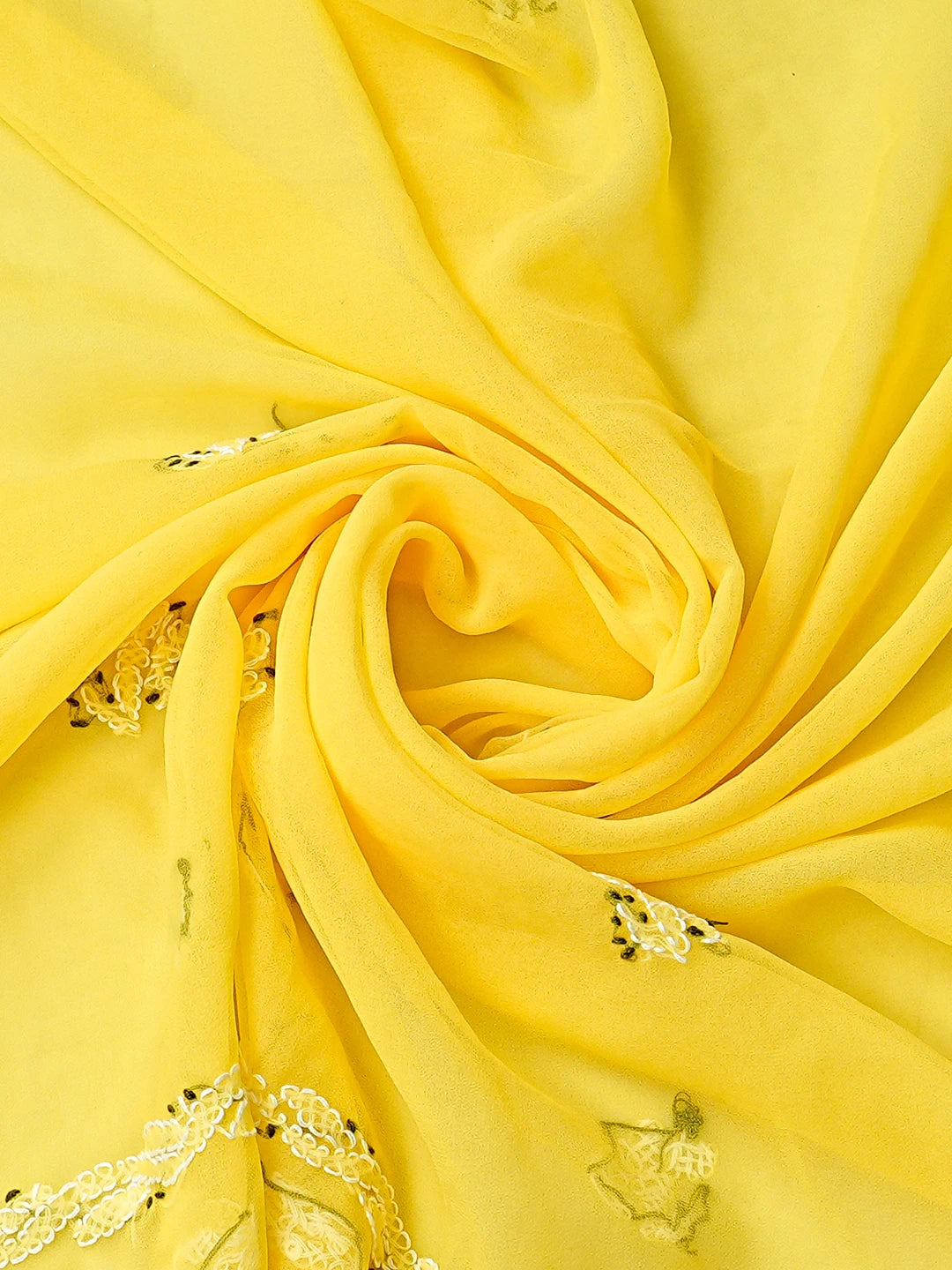 Ada Hand Embroidered Yellow Georgette Lucknowi Chikankari Unstitched Suit Piece 01A872080