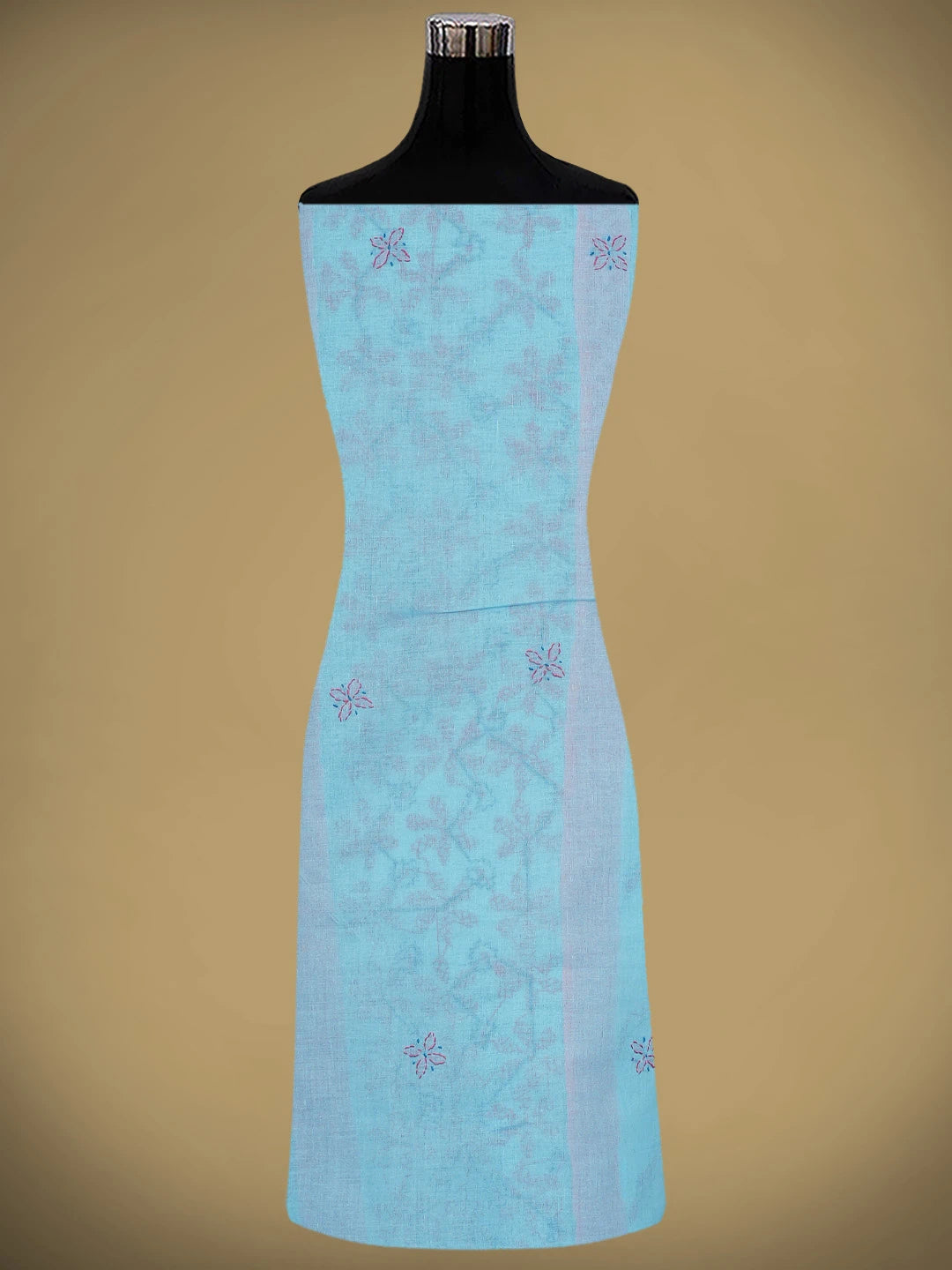 Ada Hand Embroidered Blue Cotton Lucknowi Chikankari Unstitched Suit Piece 01A878302
