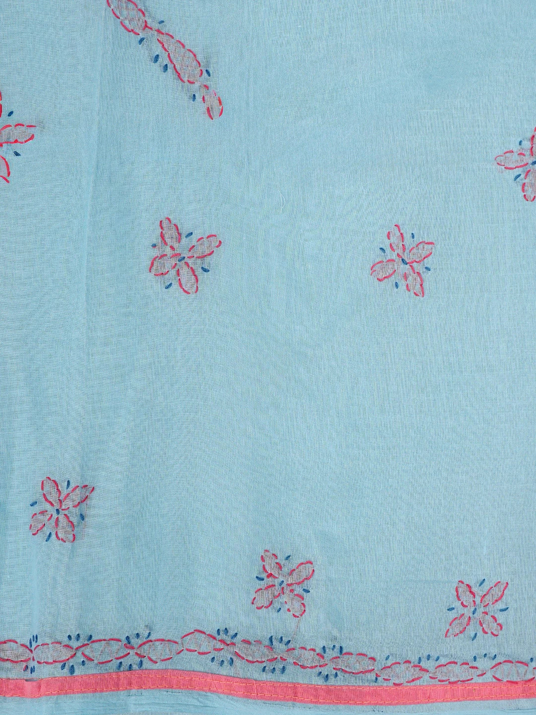 Ada Hand Embroidered Blue Cotton Lucknowi Chikankari Unstitched Suit Piece 01A878302