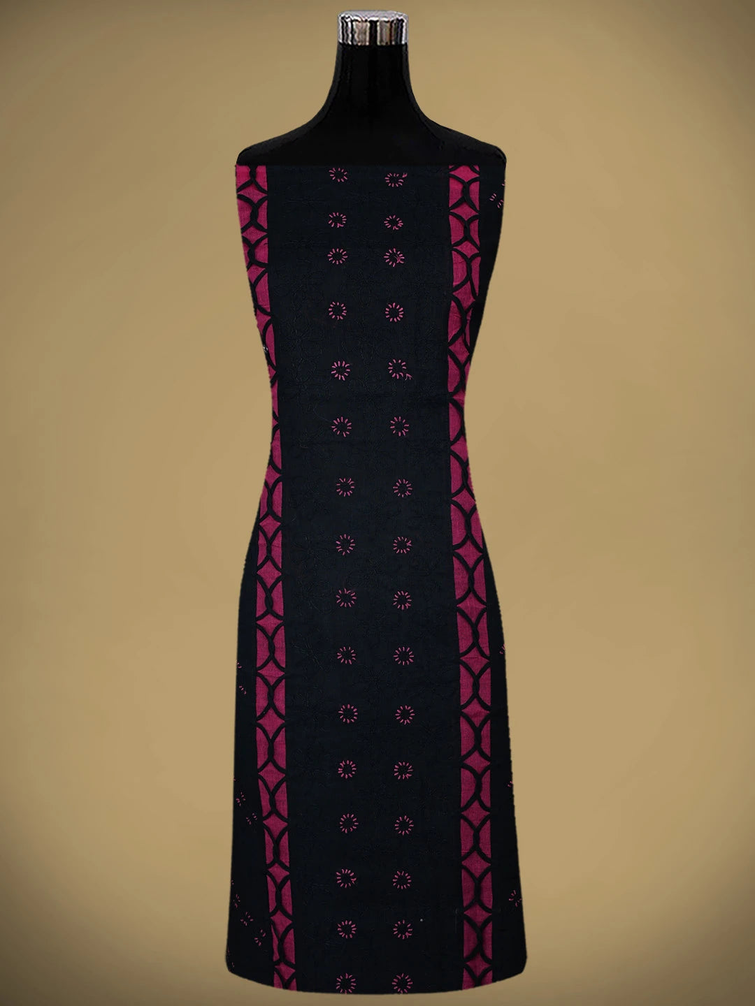 Ada Hand Embroidered Black Cotton Lucknowi Chikankari Unstitched Suit Piece 01A878304